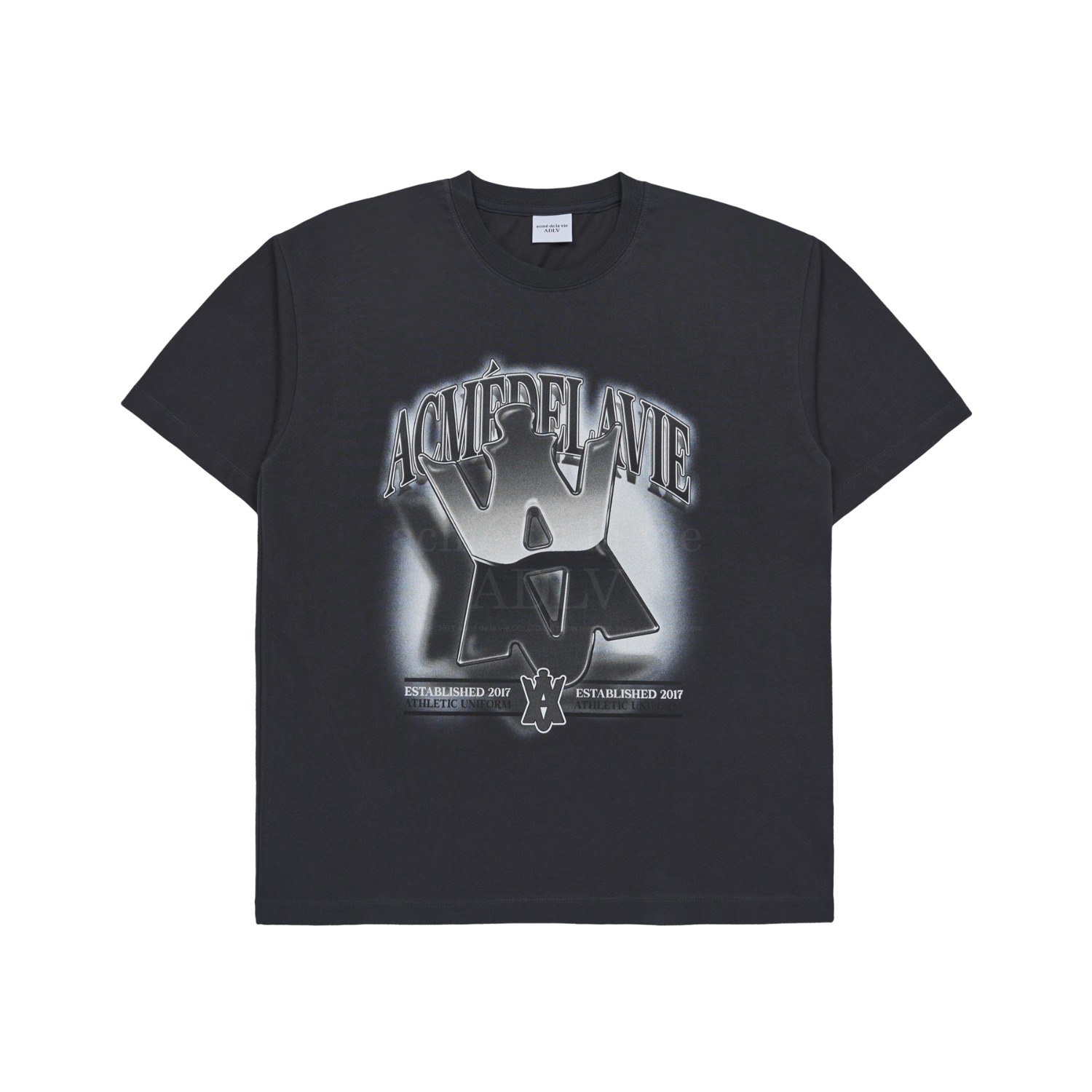 ADLV-[아크메드라비] A EMBLEM RETRO POSTER SHORT SLEEVE T-SHIRT CHARCOAL