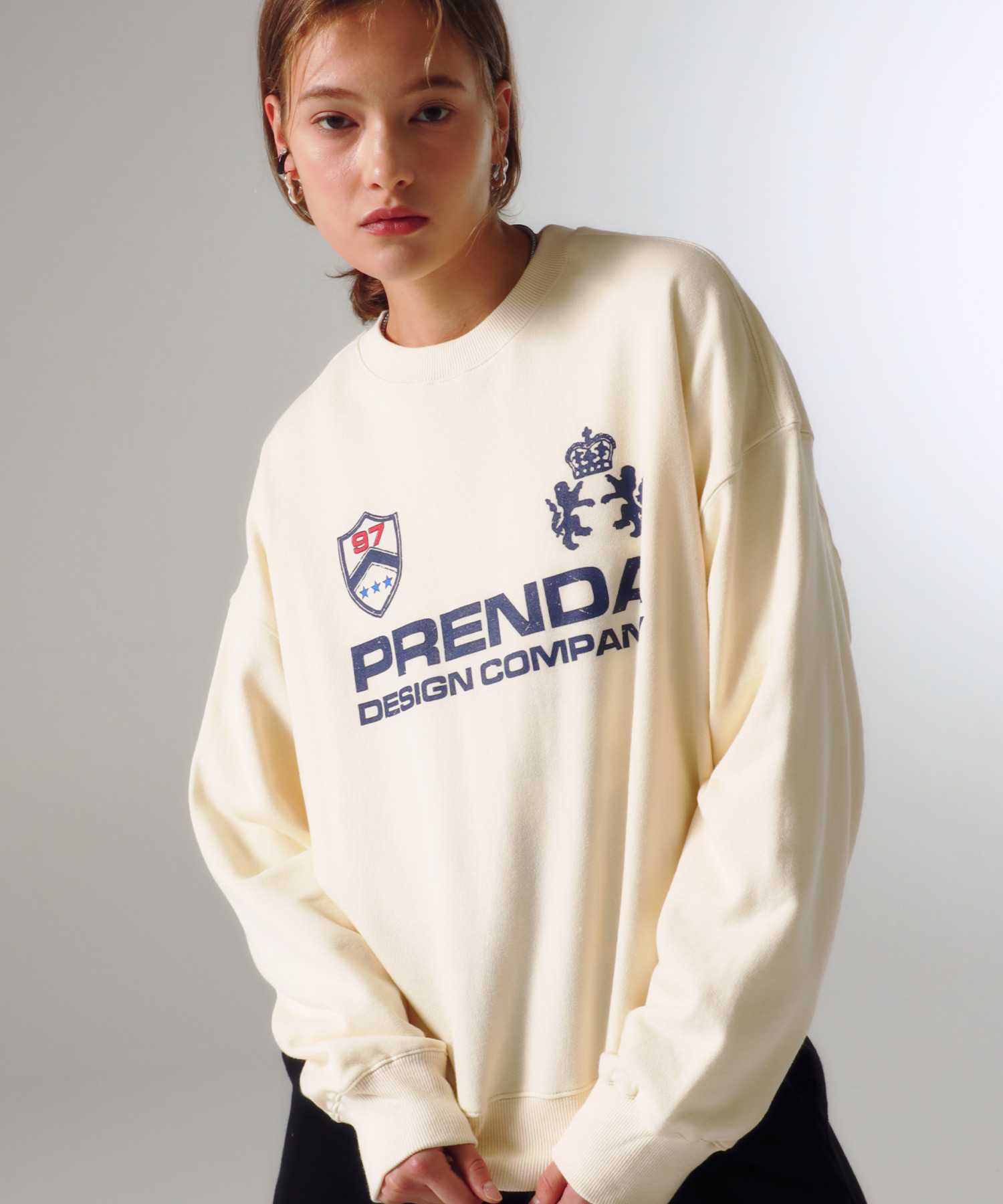 韓國PRENDA - PDC UNIFORM CREWNECK SWEATSHIRT CREAM