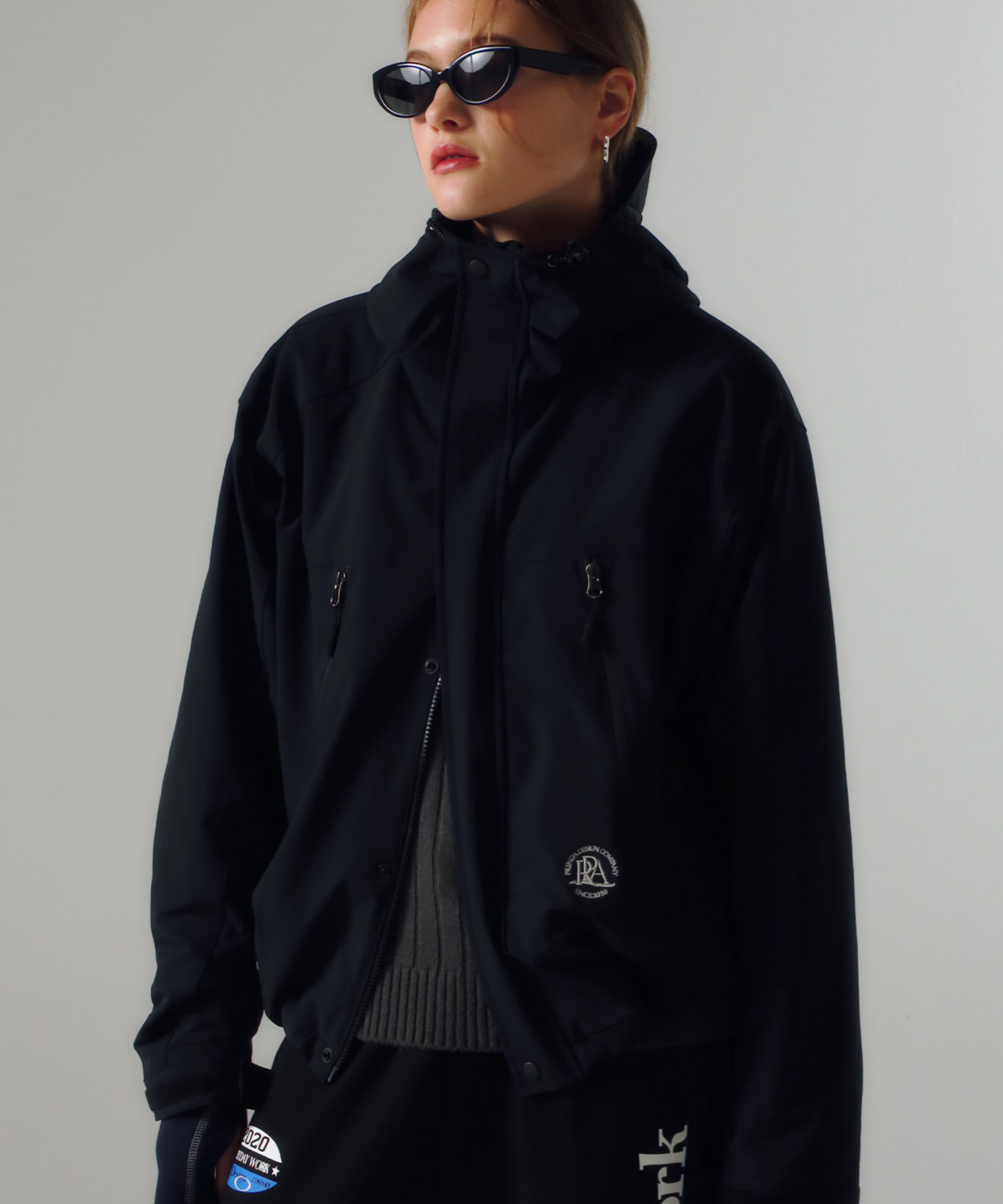 韓國PRENDA - MAIN LOGO HOOD WIND BREAKER BLACK