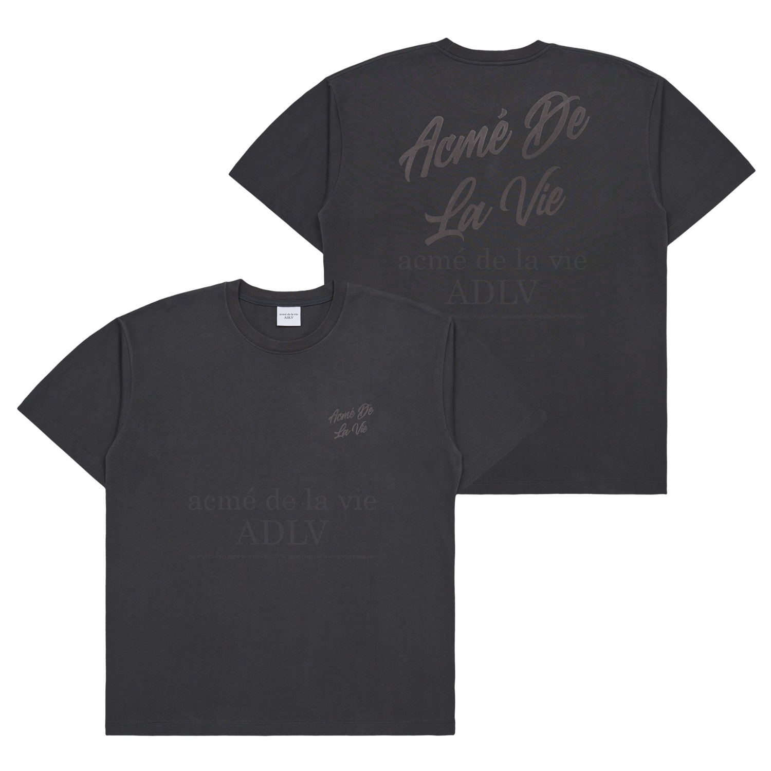 ADLV-[아크메드라비] SCRIPT LOGO PRINTING SHORT SLEEVE T-SHIRT CHARCOAL