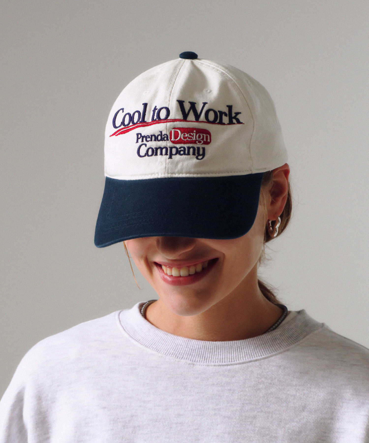 韓國PRENDA - COOL TO WORK COMBINATION BALL CAP NAVY