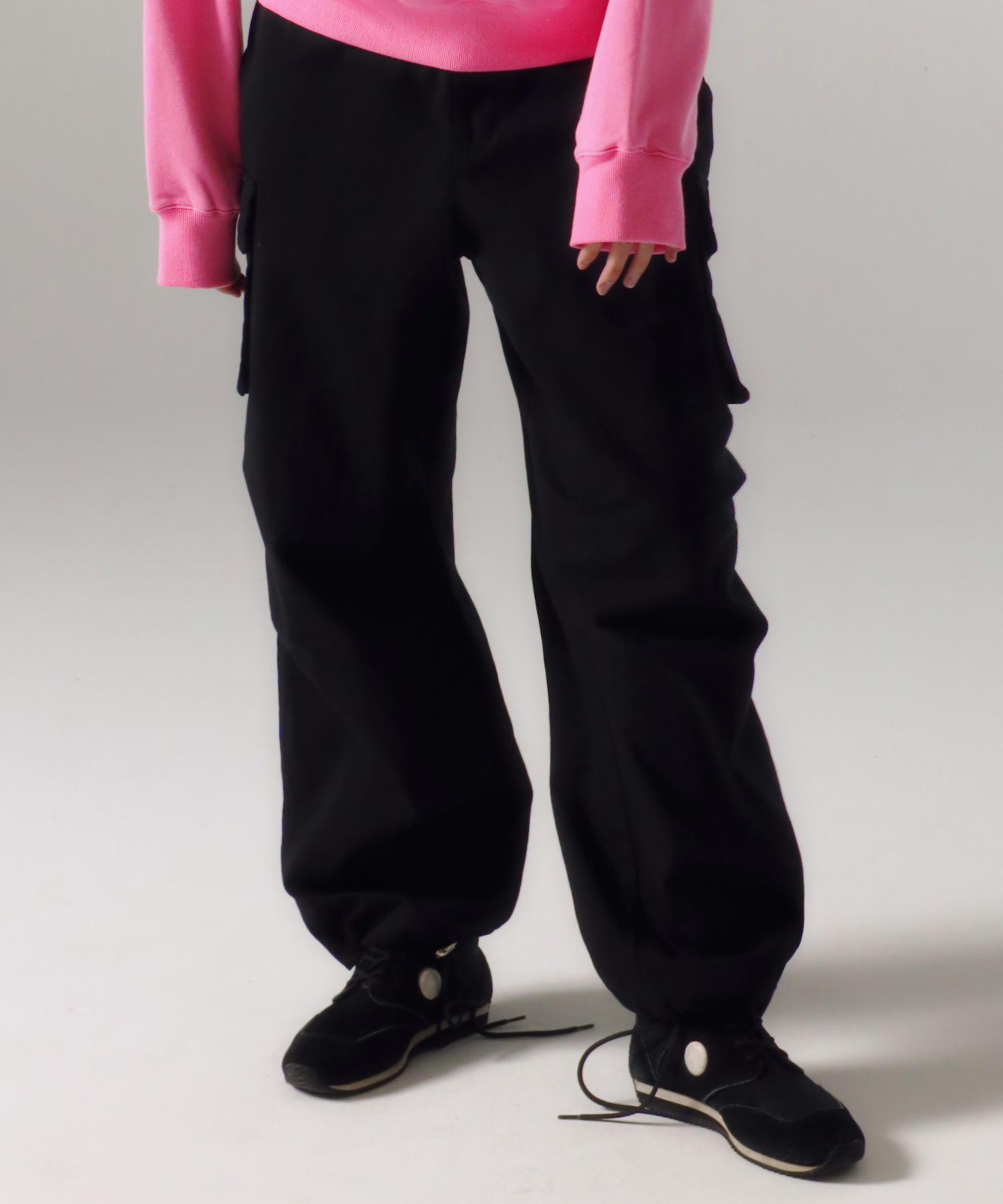 韓國PRENDA - BIG POCKET CARGO PANTS BLACK