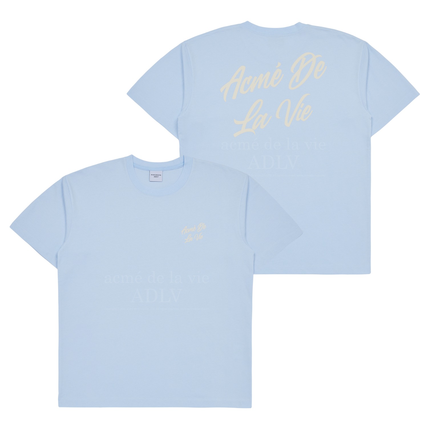 ADLV-[아크메드라비] SCRIPT LOGO PRINTING SHORT SLEEVE T-SHIRT SKY BLUE