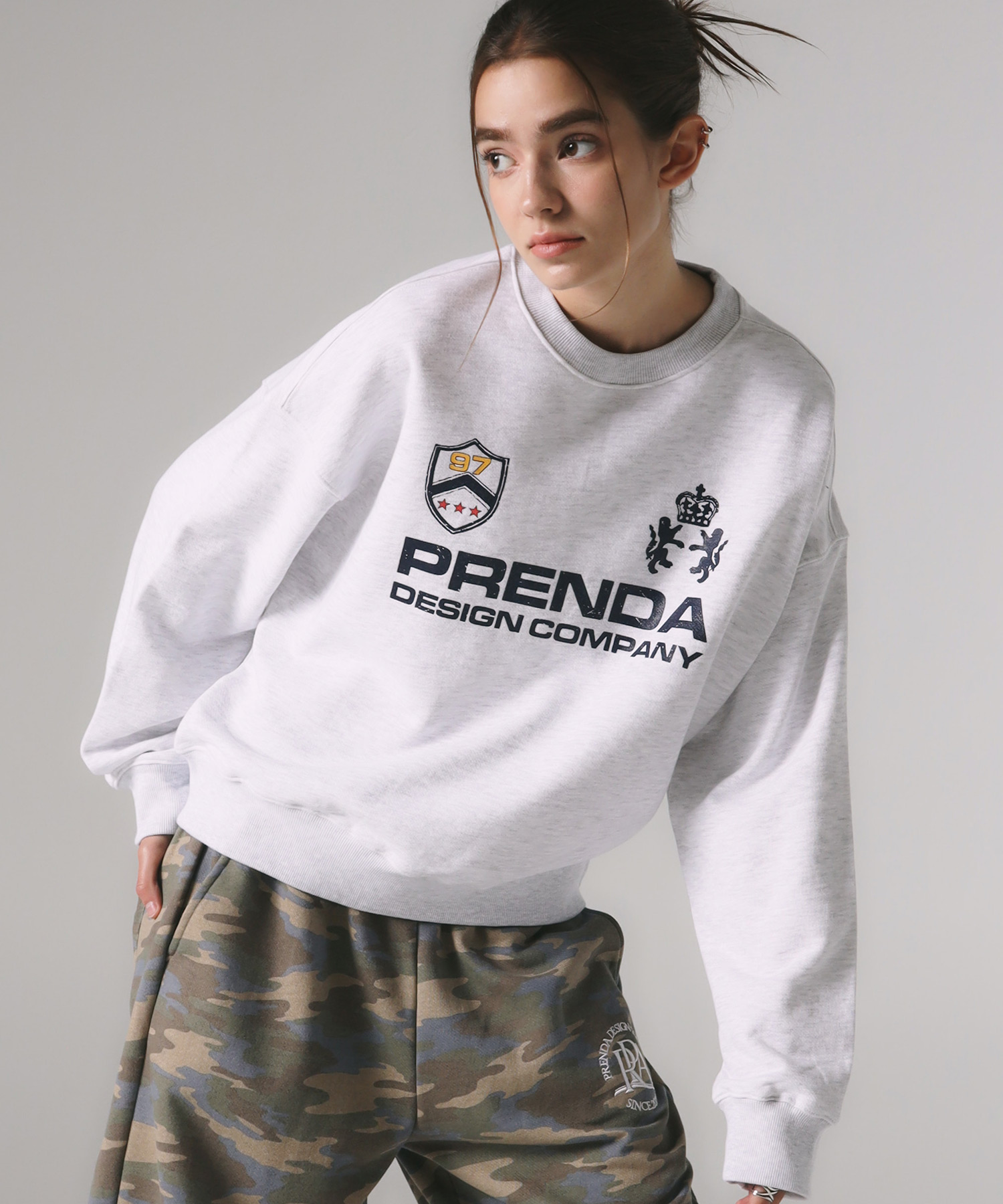 韓國PRENDA - PDC UNIFORM CREWNECK SWEATSHIRT HEATHER GRAY