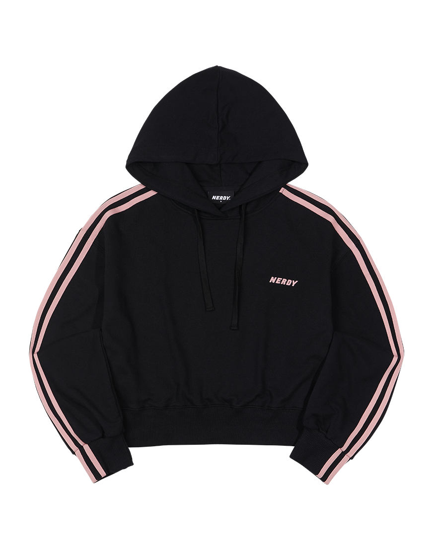 韓國 NERDY - Women Crop NY Pullover Hoodie Black