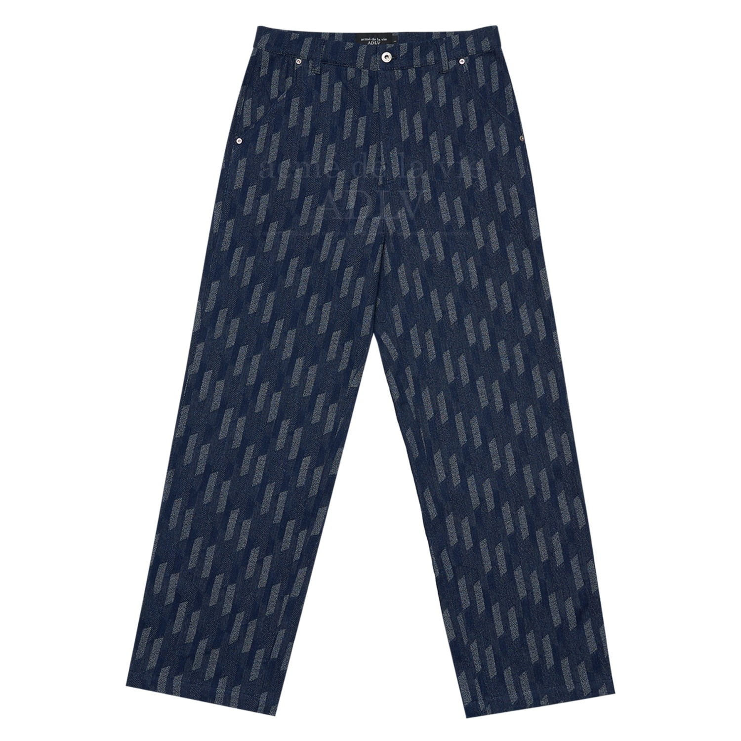 ADLV-[아크메드라비] CUTTED PATTERN WIDE DENIM PANTS DARK BLUE