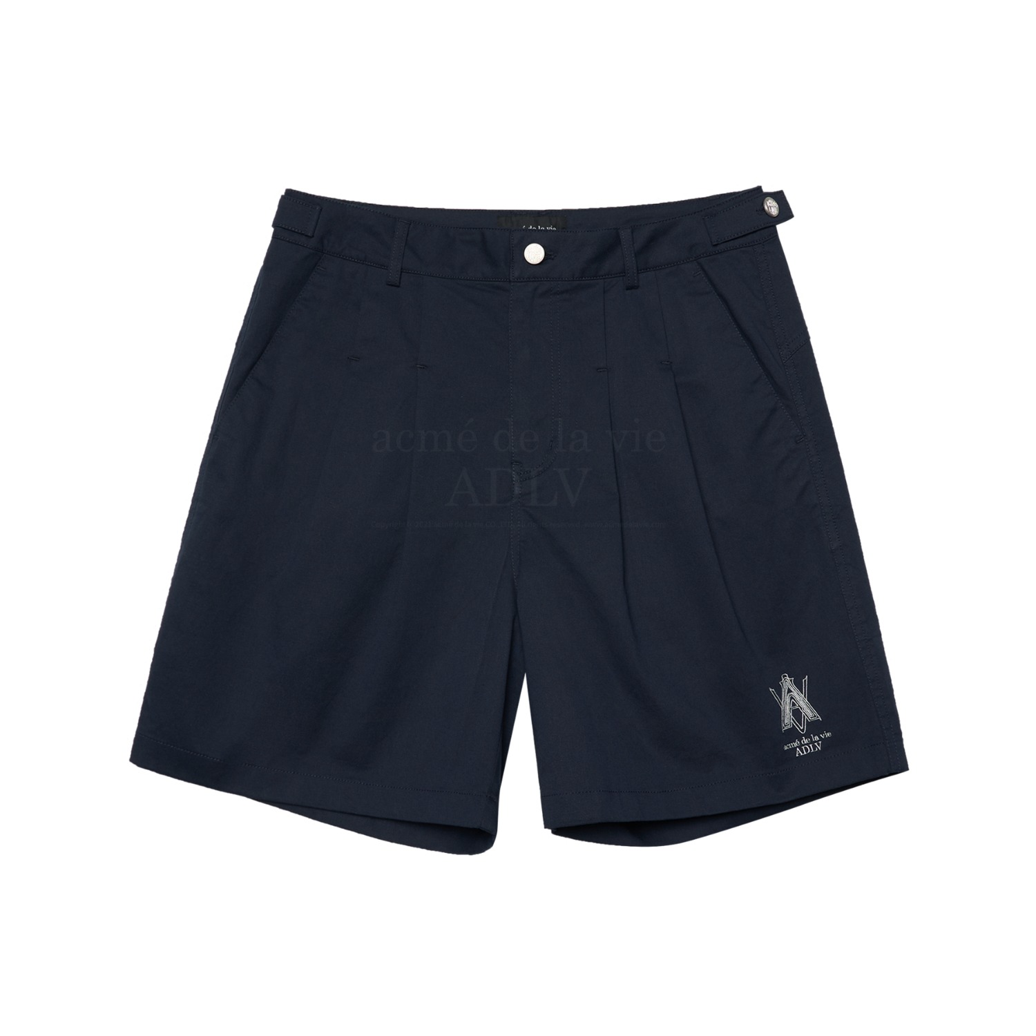 ADLV-[아크메드라비] A LOGO PIN TUCK CASUAL SHORT PANTS NAVY