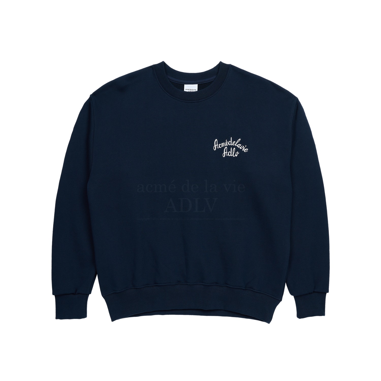 ADLV-[아크메드라비] SCRIPT LOGO EMBROIDERY SWEATSHIRT NAVY