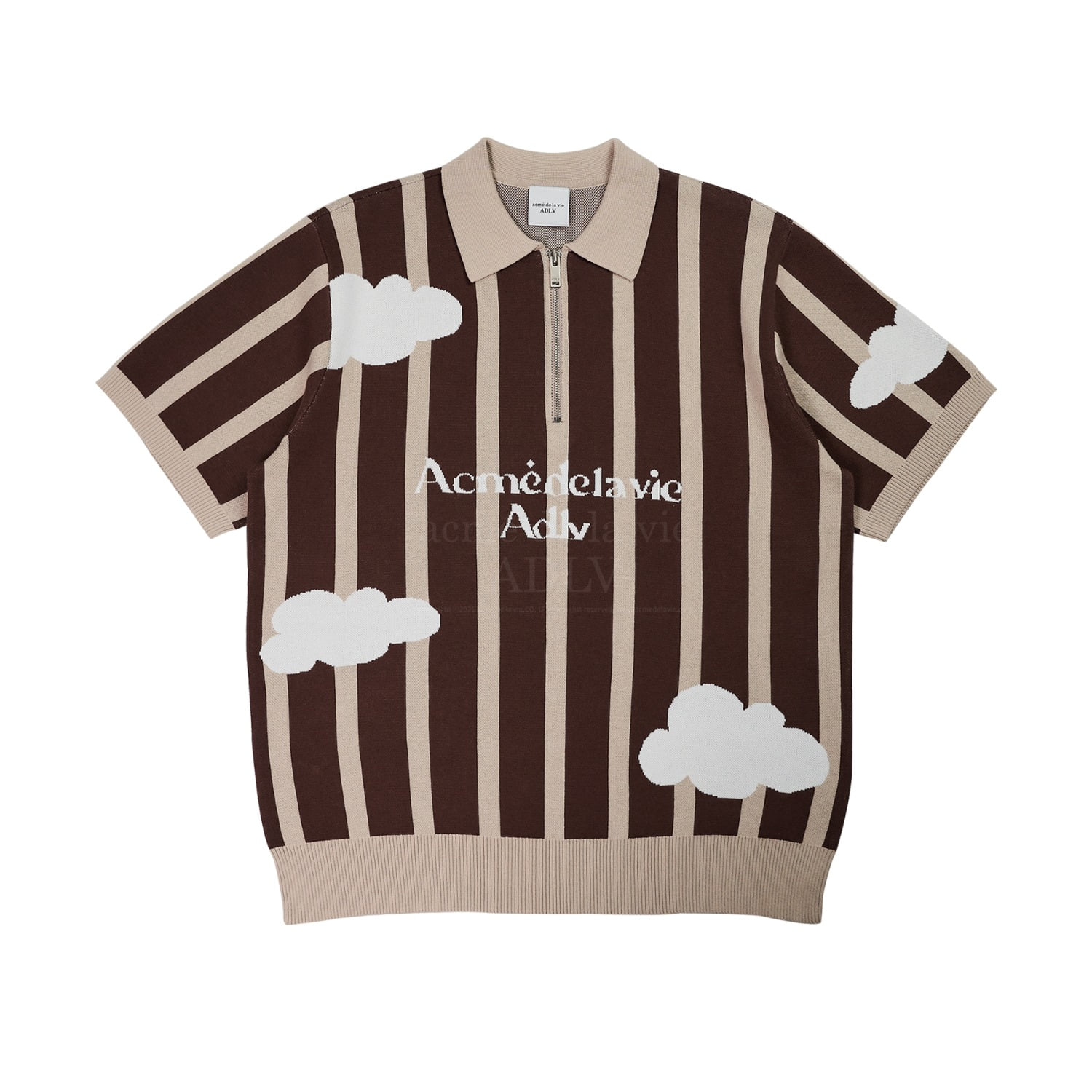 ADLV-[아크메드라비] CLOUD LOGO SHORT SLEEVE KNIT BROWN
