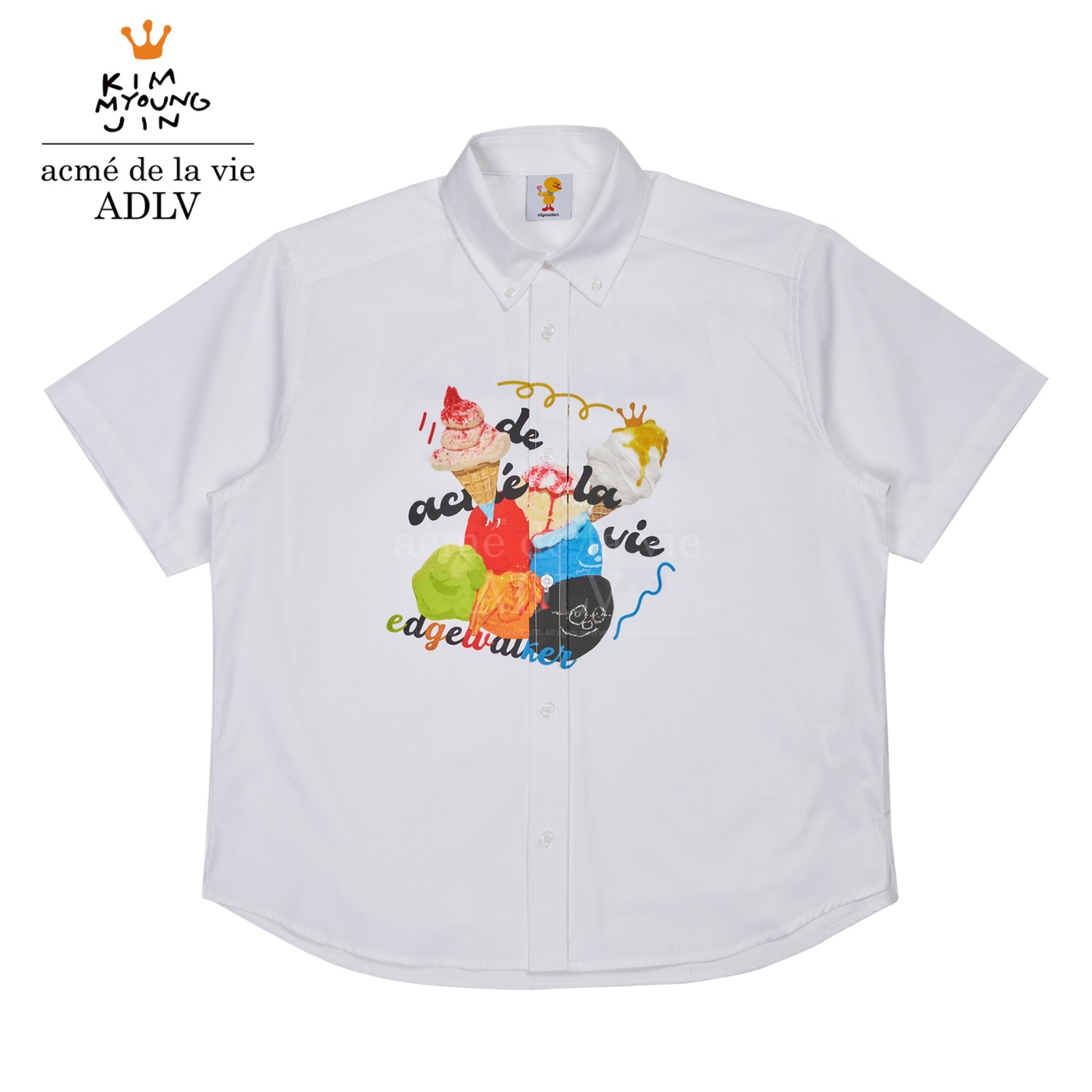 ADLV-Edgewalker x acme de la vie ICE CREAM SHORT SLEEVE SHIRTS WHITE
