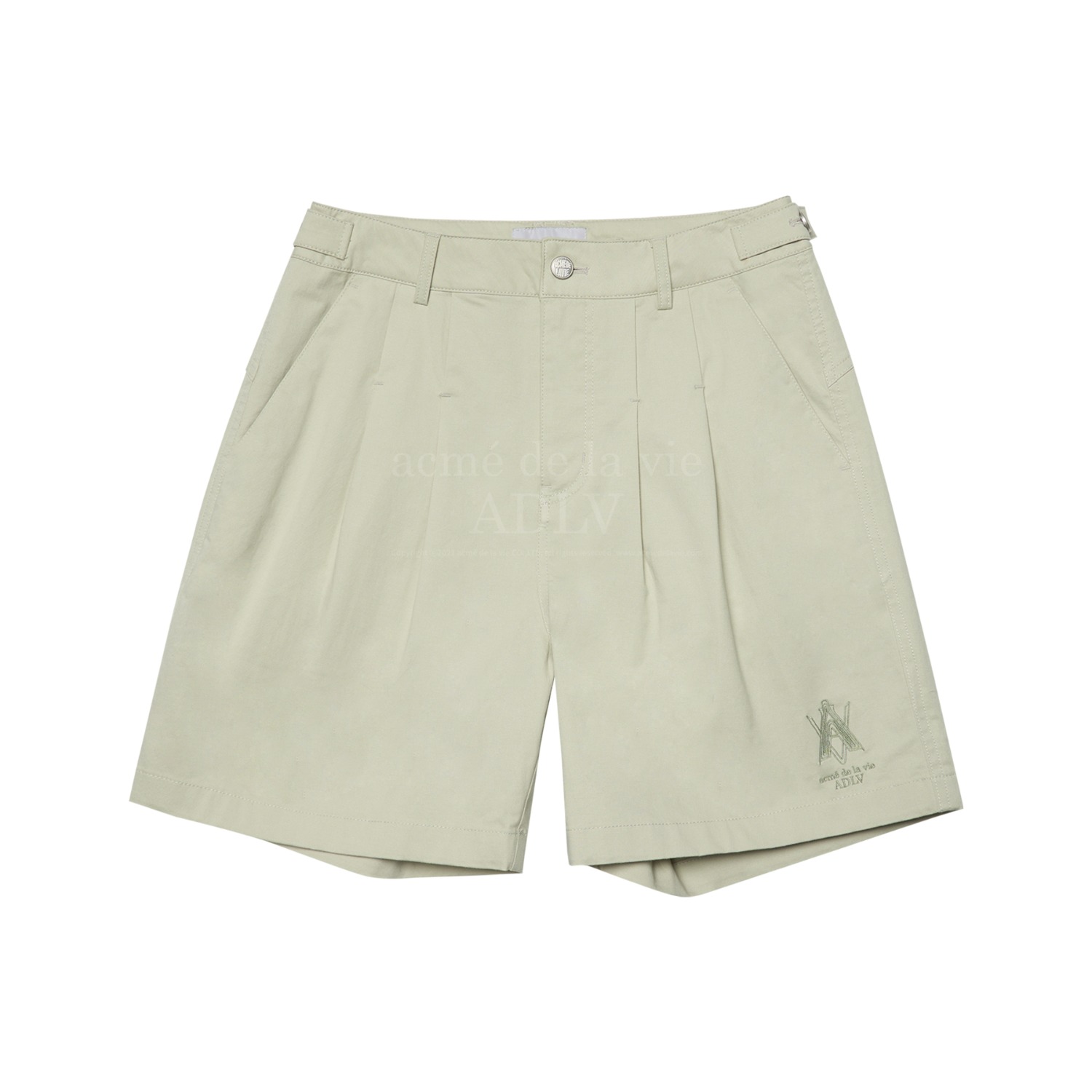 ADLV-[아크메드라비] A LOGO PIN TUCK CASUAL SHORT PANTS BEIGE