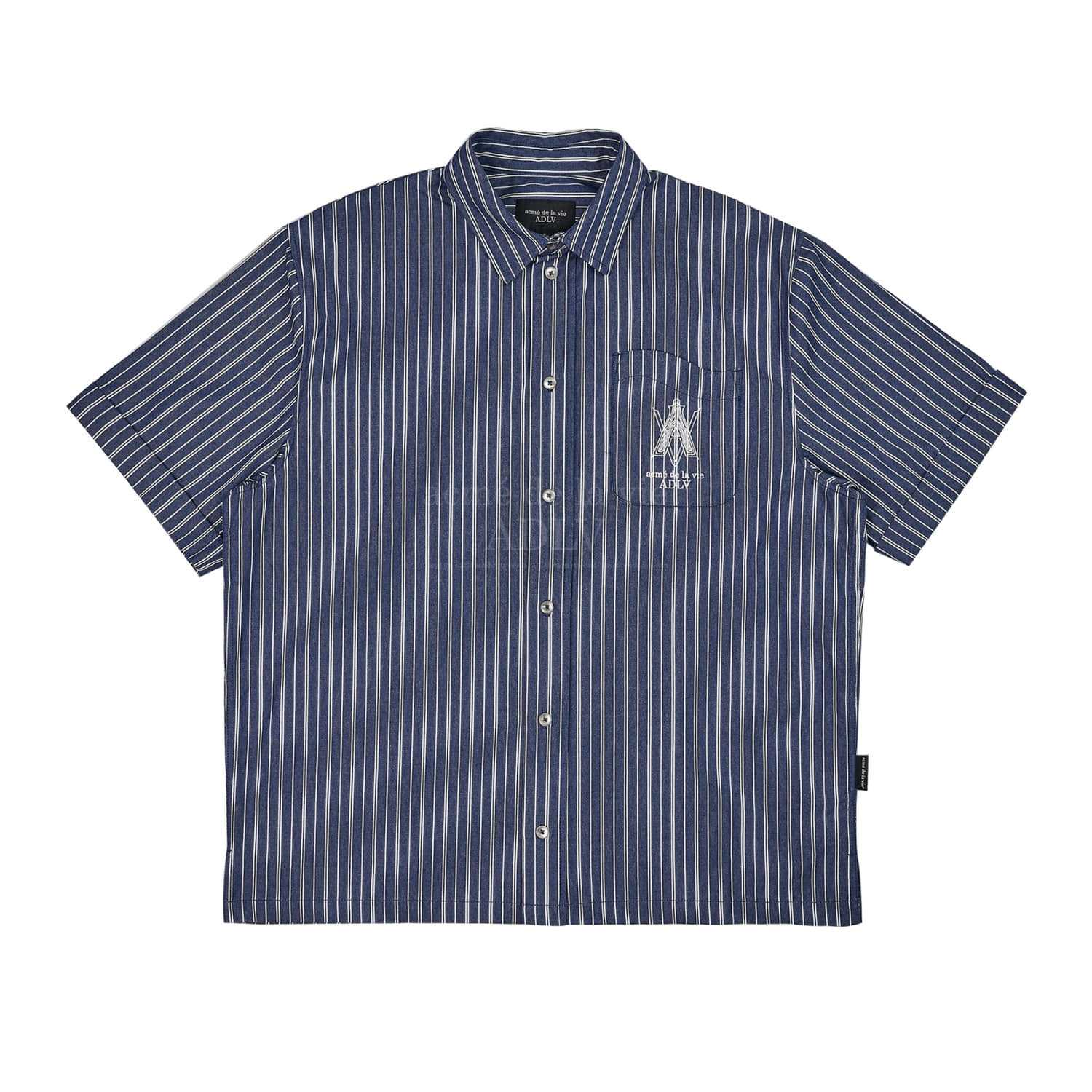 ADLV-[아크메드라비] A LOGO STRIPE OVERSIZE SHIRT DARK BLUE
