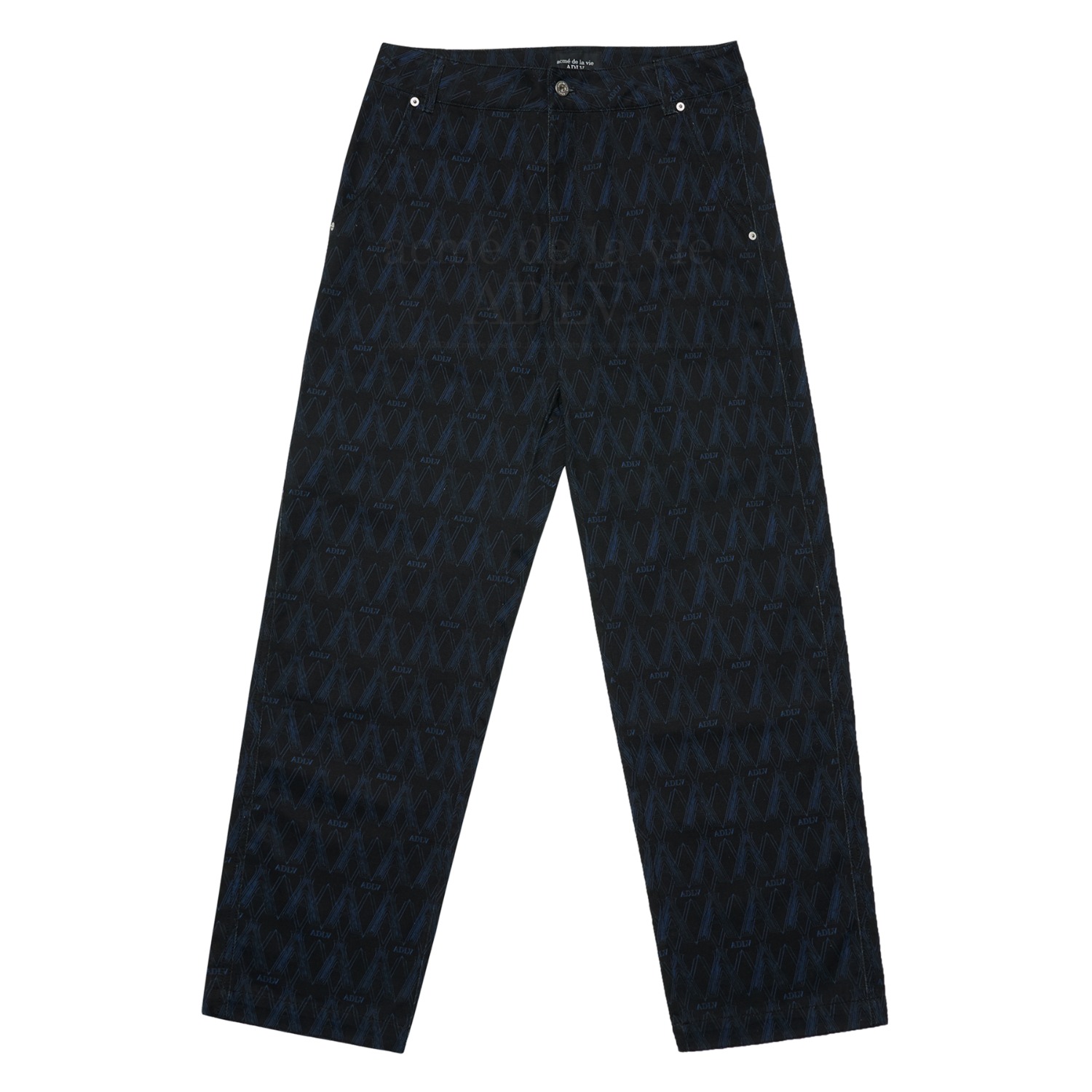 ADLV-[아크메드라비] A LOGO MONOGRAM PATTERN WOVEN PANTS BLACK