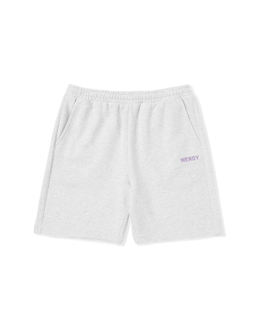 韓國 NERDY - Stitch Logo Half Pants Melange White