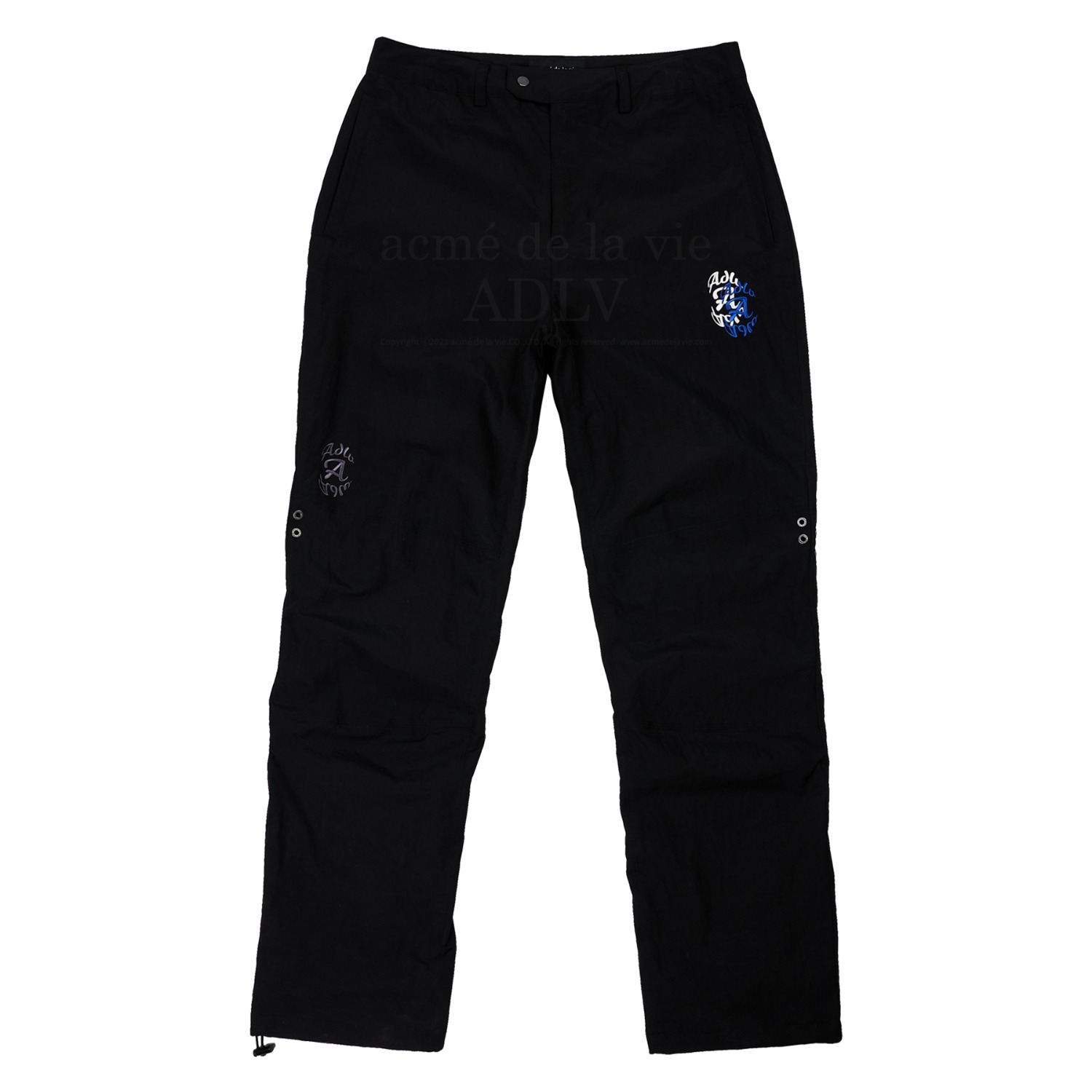 ADLV-[아크메드라비] MULTI EMBROIDERY WOVEN PANTS BLACK