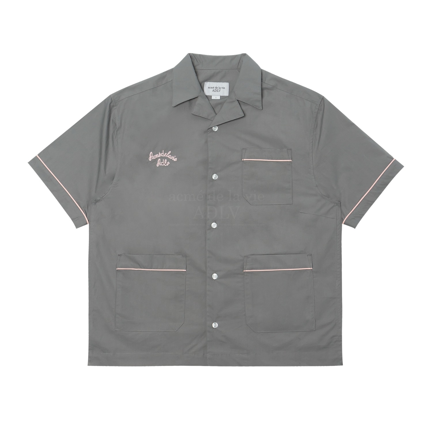 ADLV-[아크메드라비] SCRIPT LOGO OPEN COLLAR SHIRT GREY