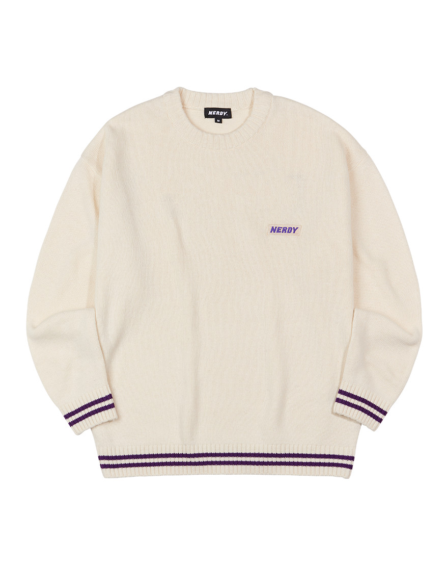 韓國 NERDY - Logo Crewneck Sweater Cream