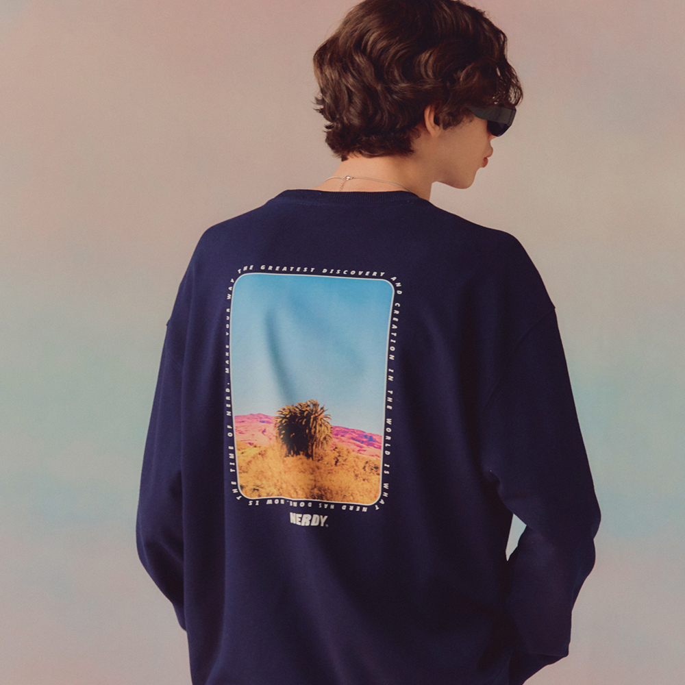 韓國 NERDY - Tree Sweatshirts Navy
