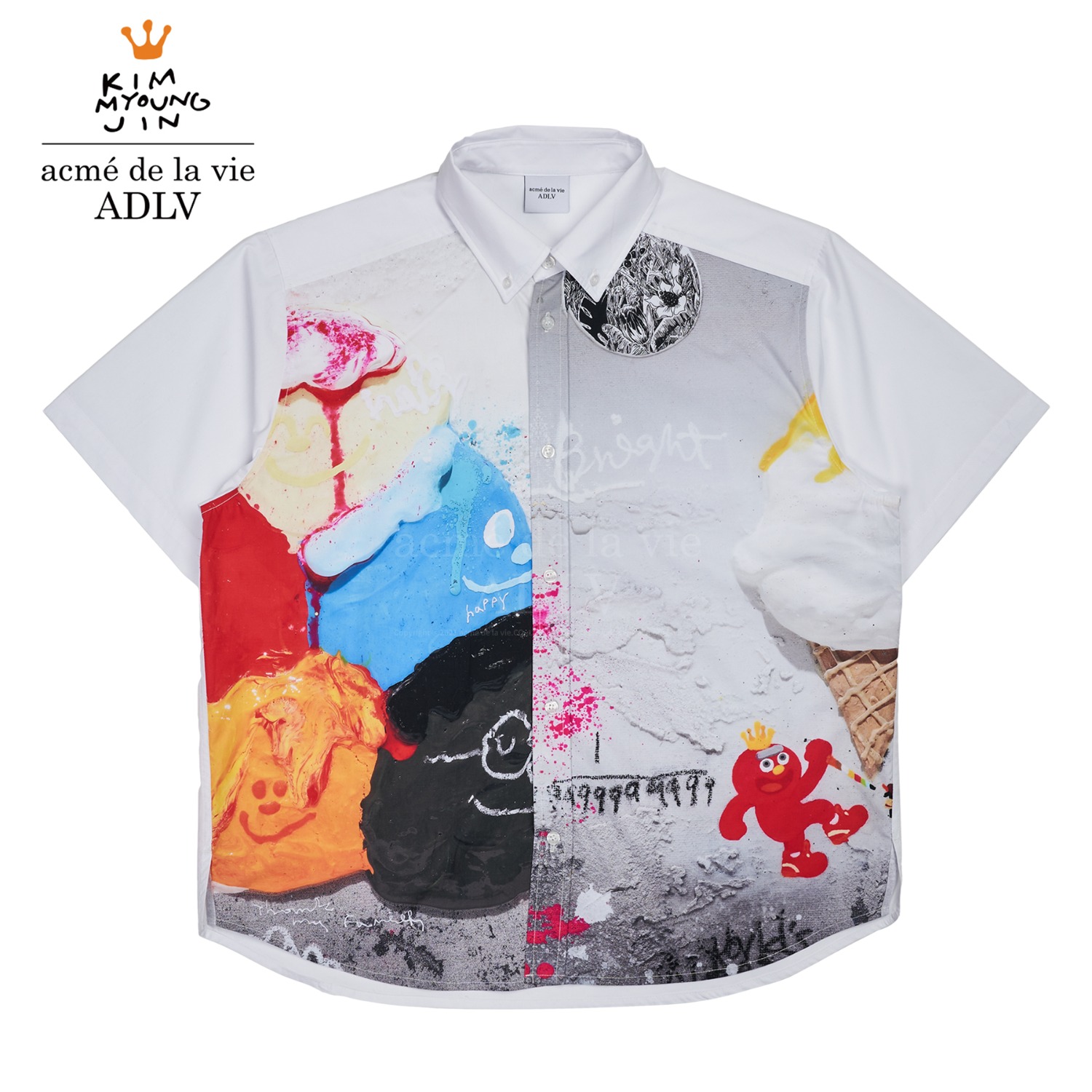 ADLV-Edgewalker x acme de la vie PRINTING SHORT SLEEVE SHIRTS WHITE