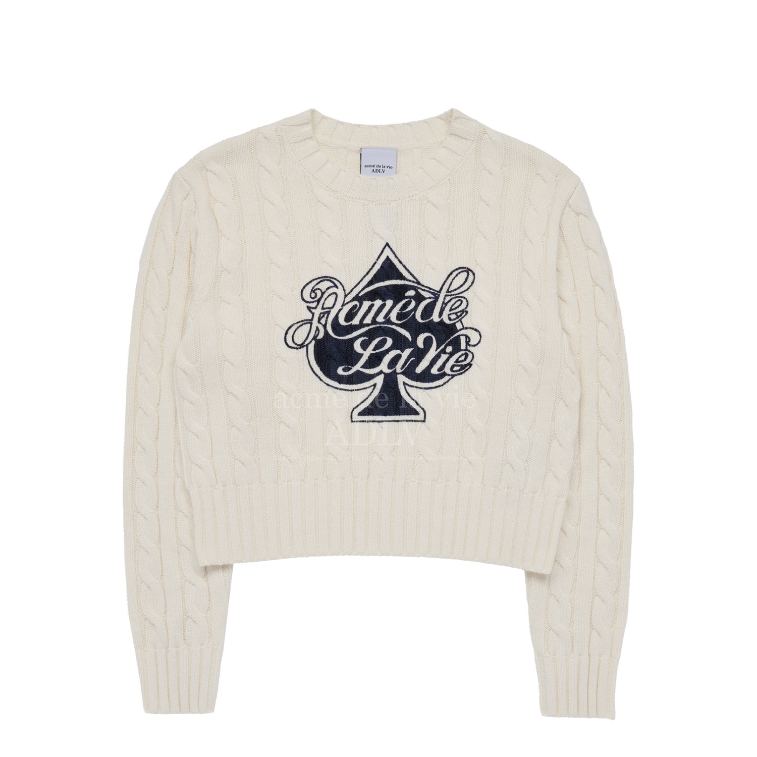 ADLV-[아크메드라비] SPADE SCRIPT LOGO CABLE KNIT CREAM
