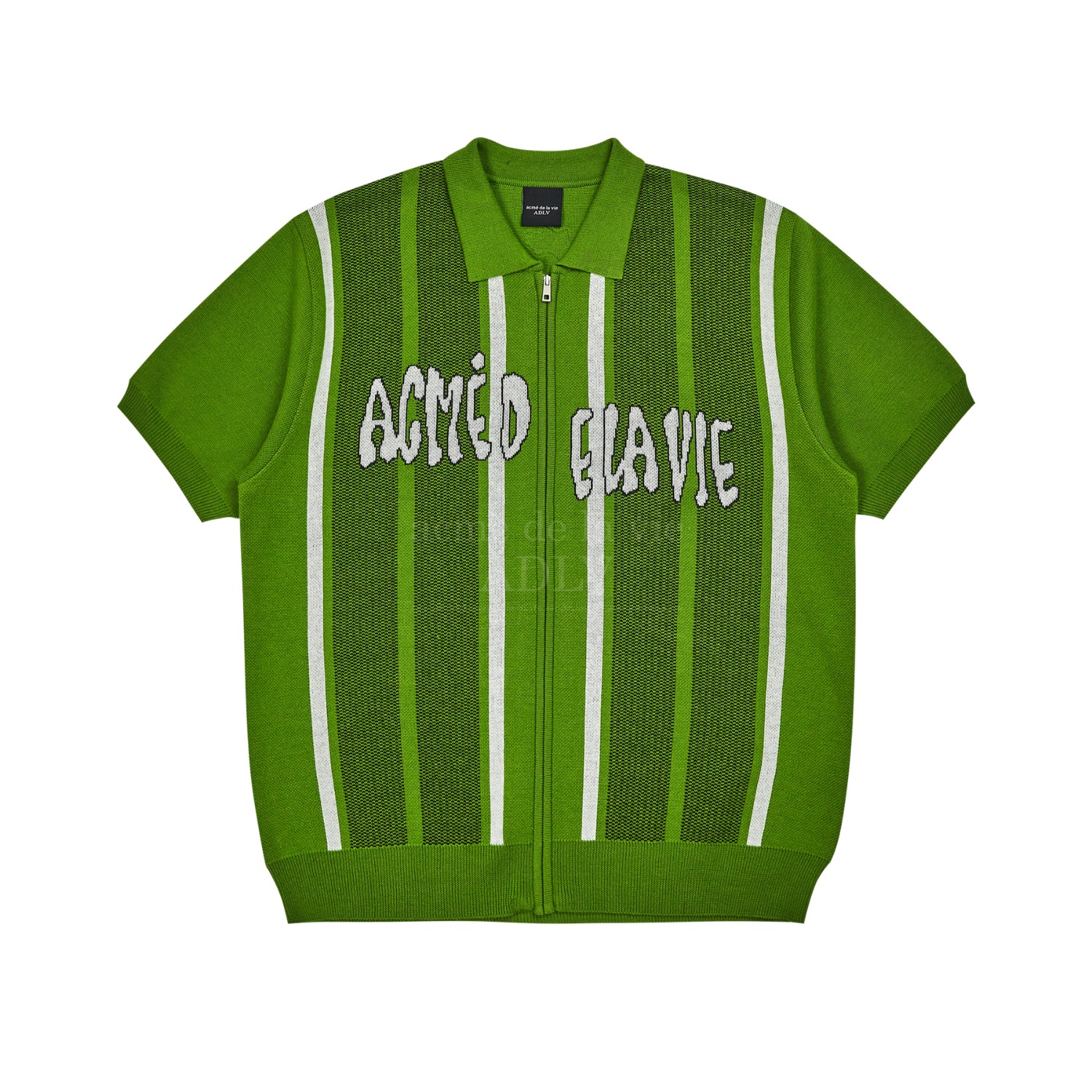ADLV-[아크메드라비] STRIPE FRONT ZIP UP KNIT GREEN