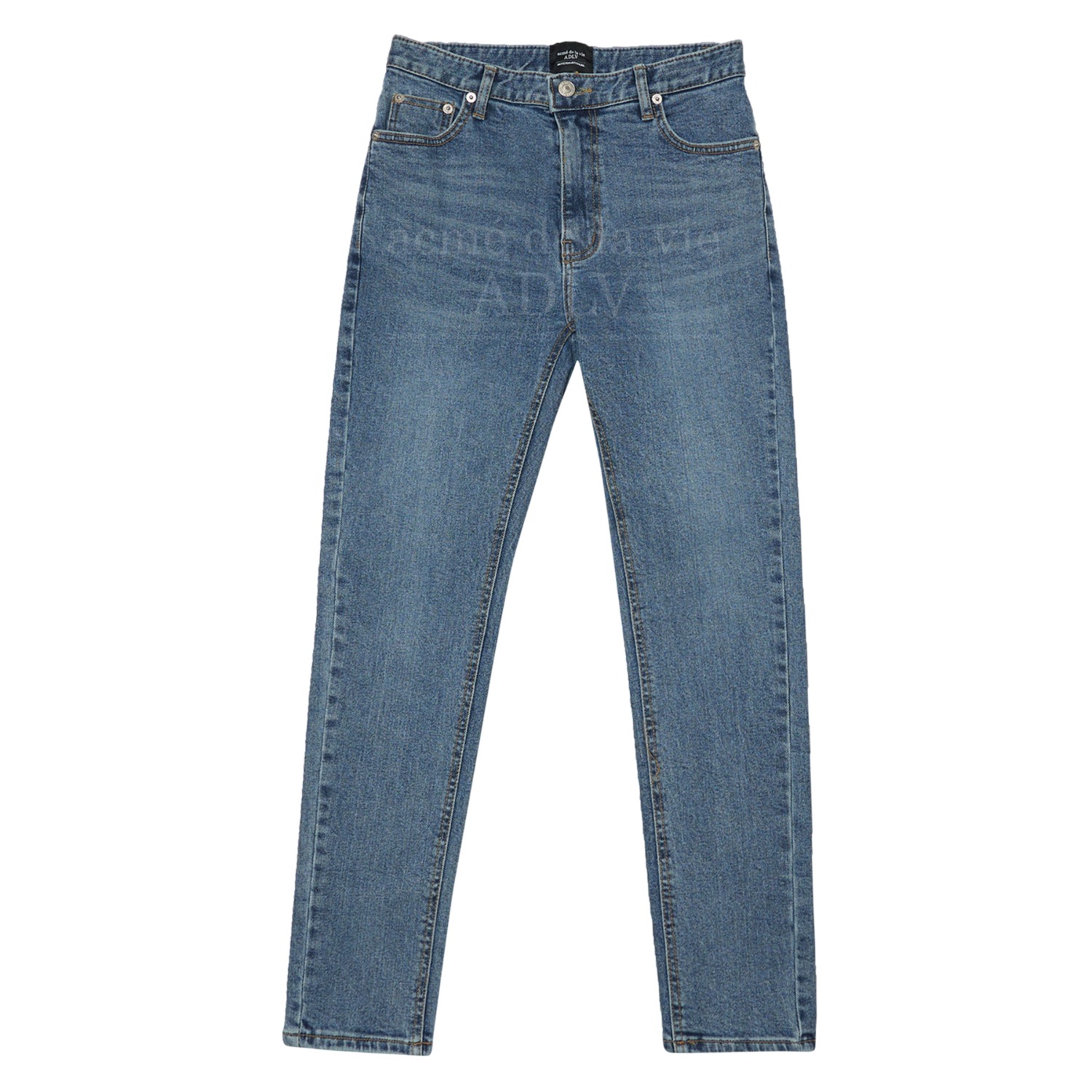 ADLV-[아크메드라비] A LOGO EMBROIDERED SKINNY DENIM PANTS BLUE