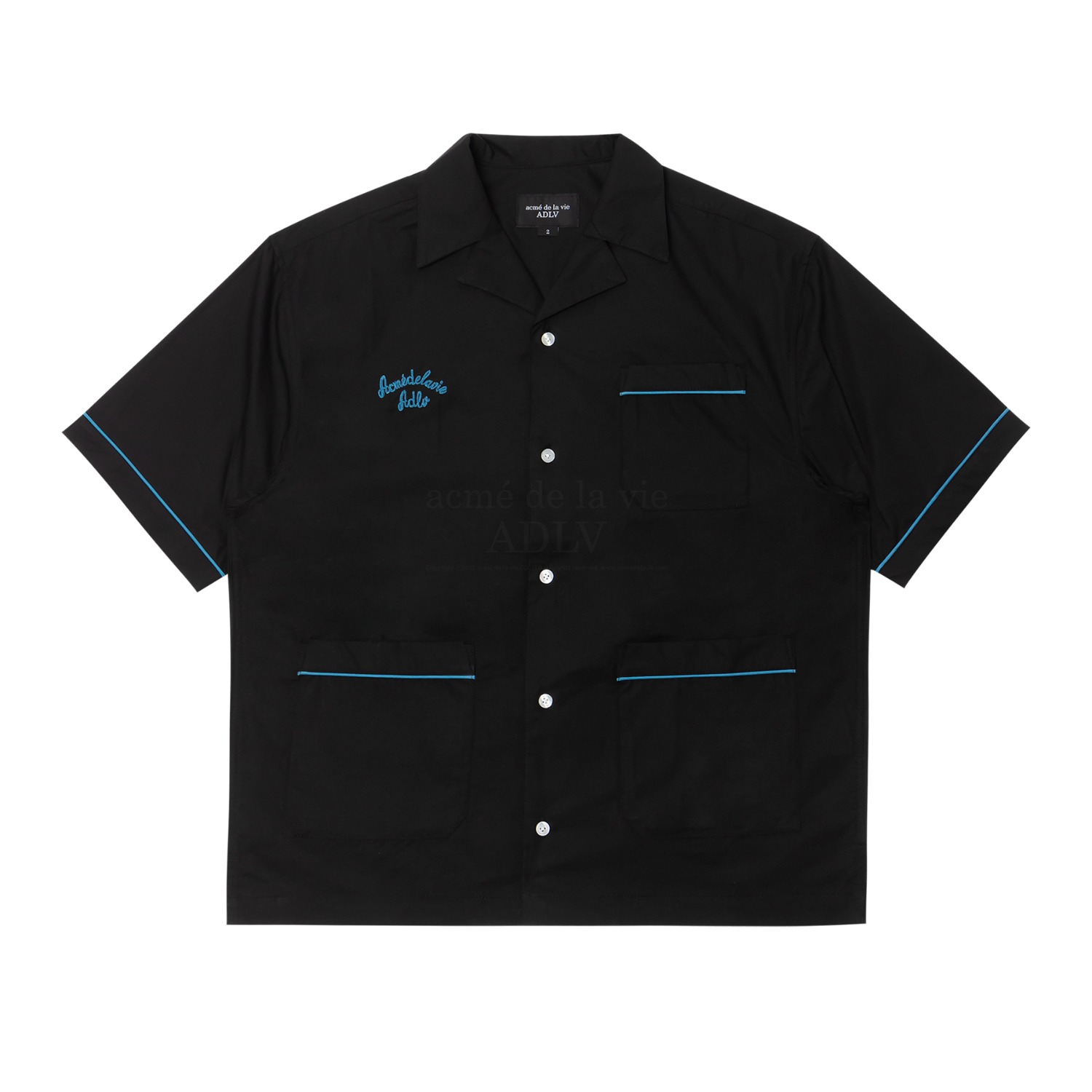 ADLV-[아크메드라비] SCRIPT LOGO OPEN COLLAR SHIRT BLACK