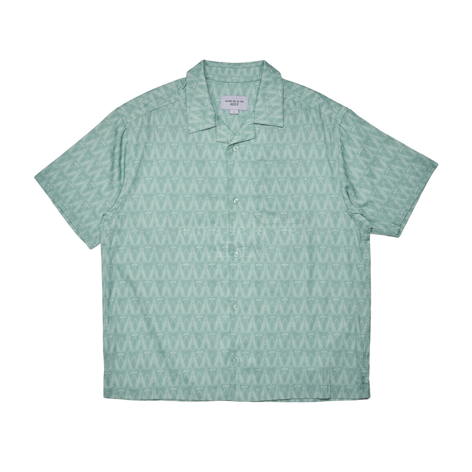 ADLV-[아크메드라비] A LOGO MONOGRAM PATTERN OPEN COLLAR SHIRT MINT