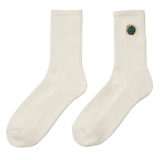 ADLV-[아크메드라비] LAUREL LOGO SOCKS IVORY