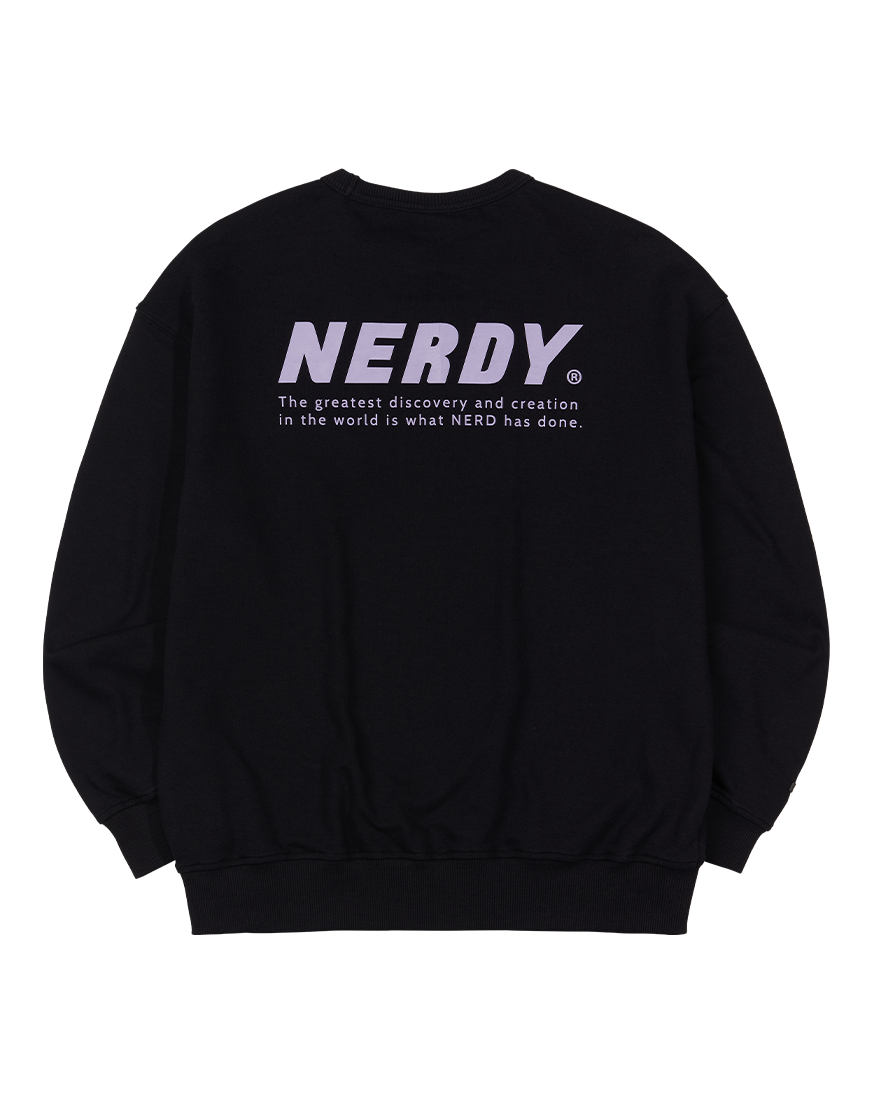 韓國 NERDY - Back Slogan Sweatshirt Black