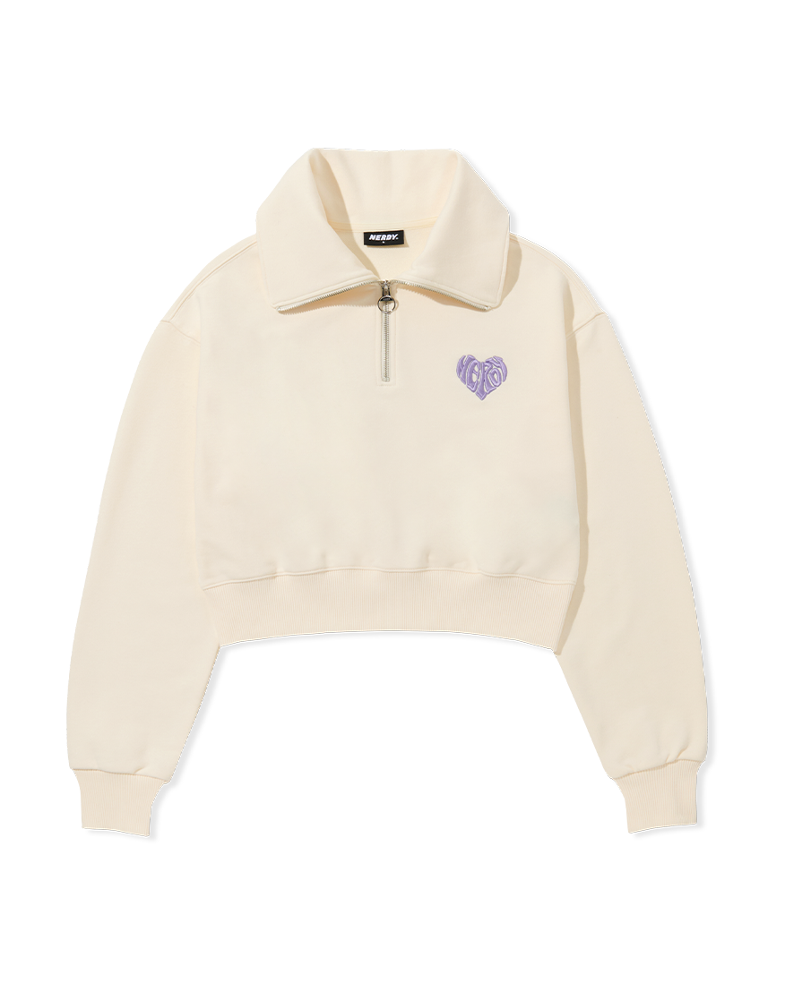 韓國 NERDY - Women Souffle Crop Sweatshirt Cream