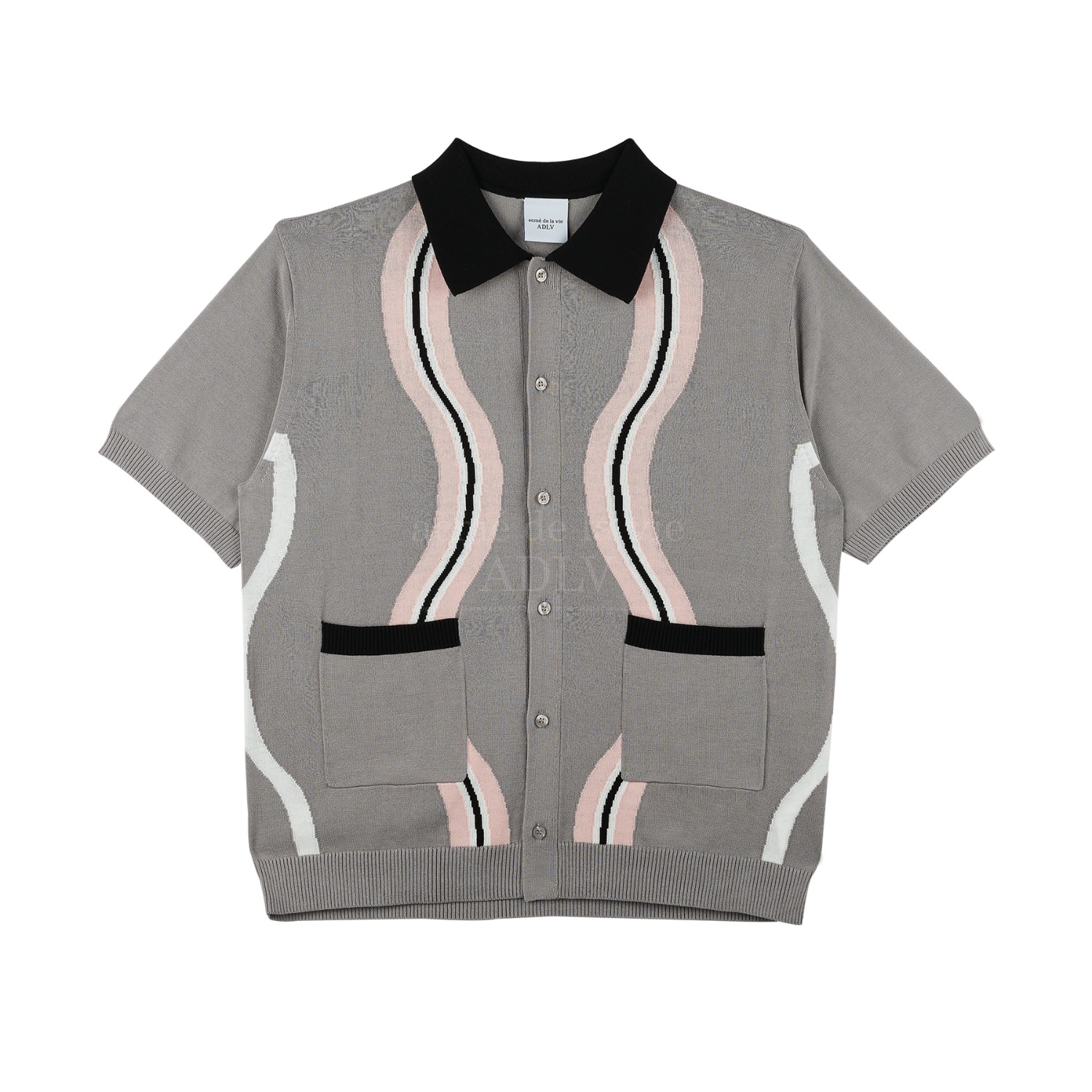 ADLV-[아크메드라비] WAVE PATTERN ZIP UP KNIT GREY