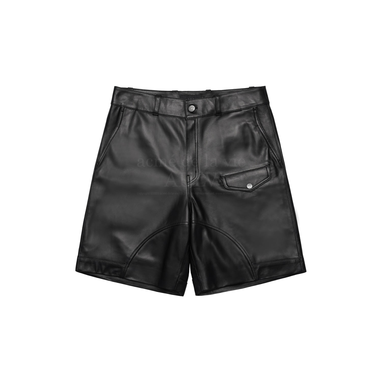 ADLV-[아크메드라비] LAMBSKIN LEATHER SET UP SHORT PANTS BLACK