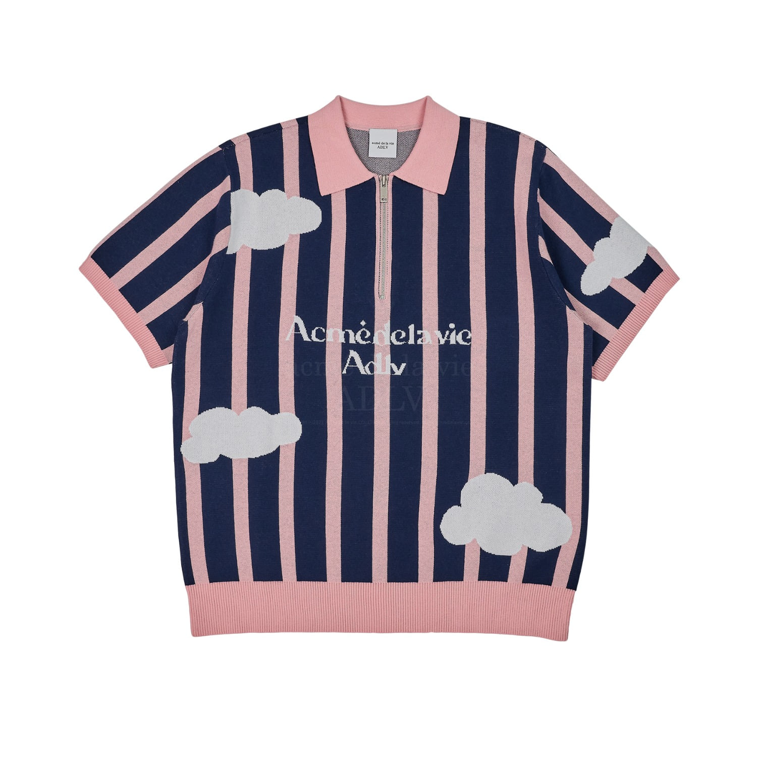 ADLV-[아크메드라비] CLOUD LOGO SHORT SLEEVE KNIT NAVY