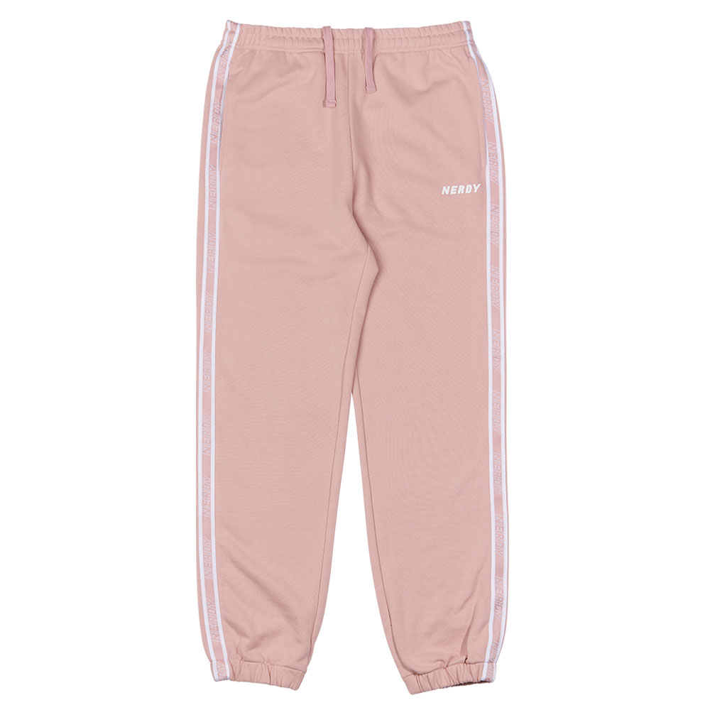 韓國 NERDY - Jacquard Logo Tape Sweatpants Pink