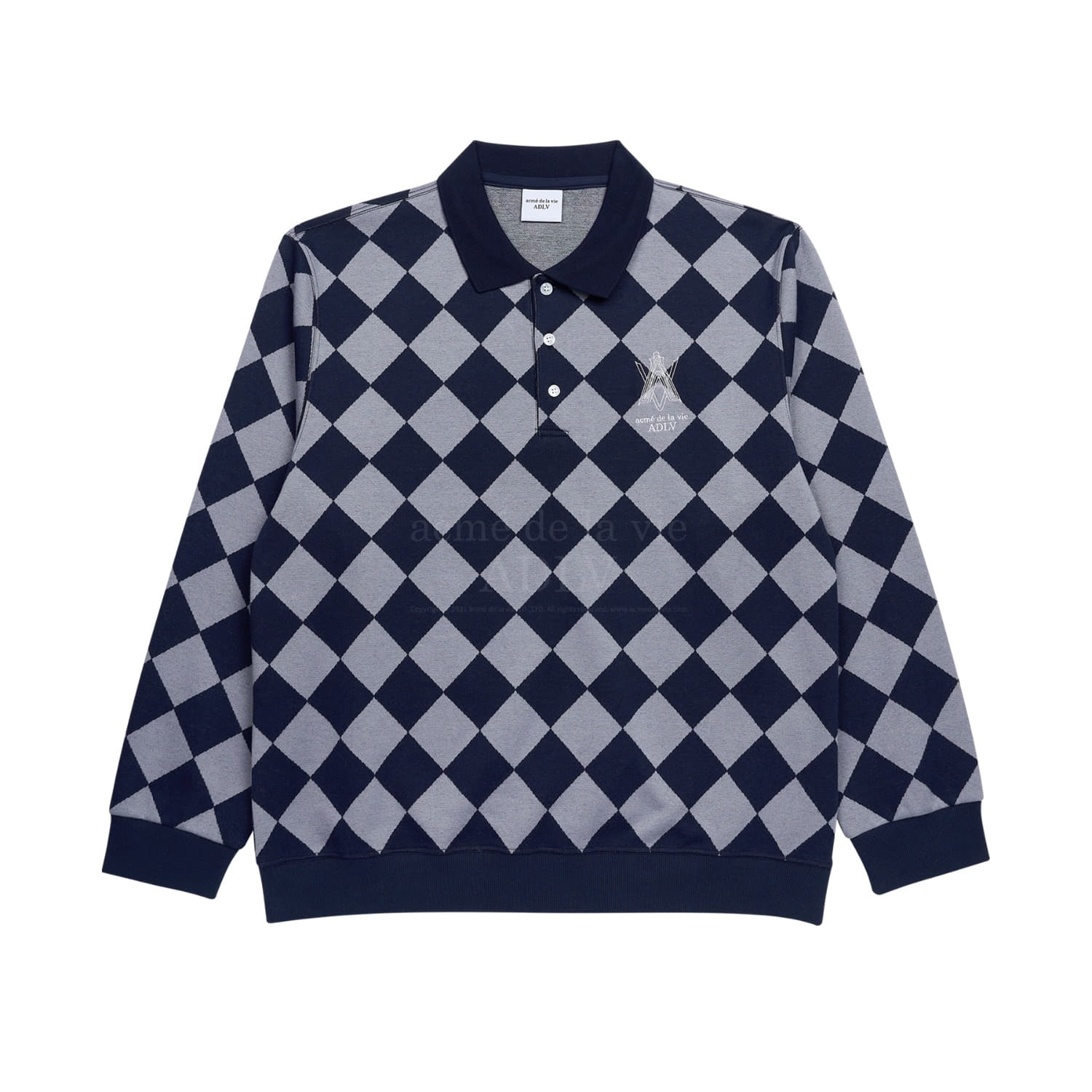 ADLV-[아크메드라비] ARGYLE PATTERN PIQUE SHIRT NAVY