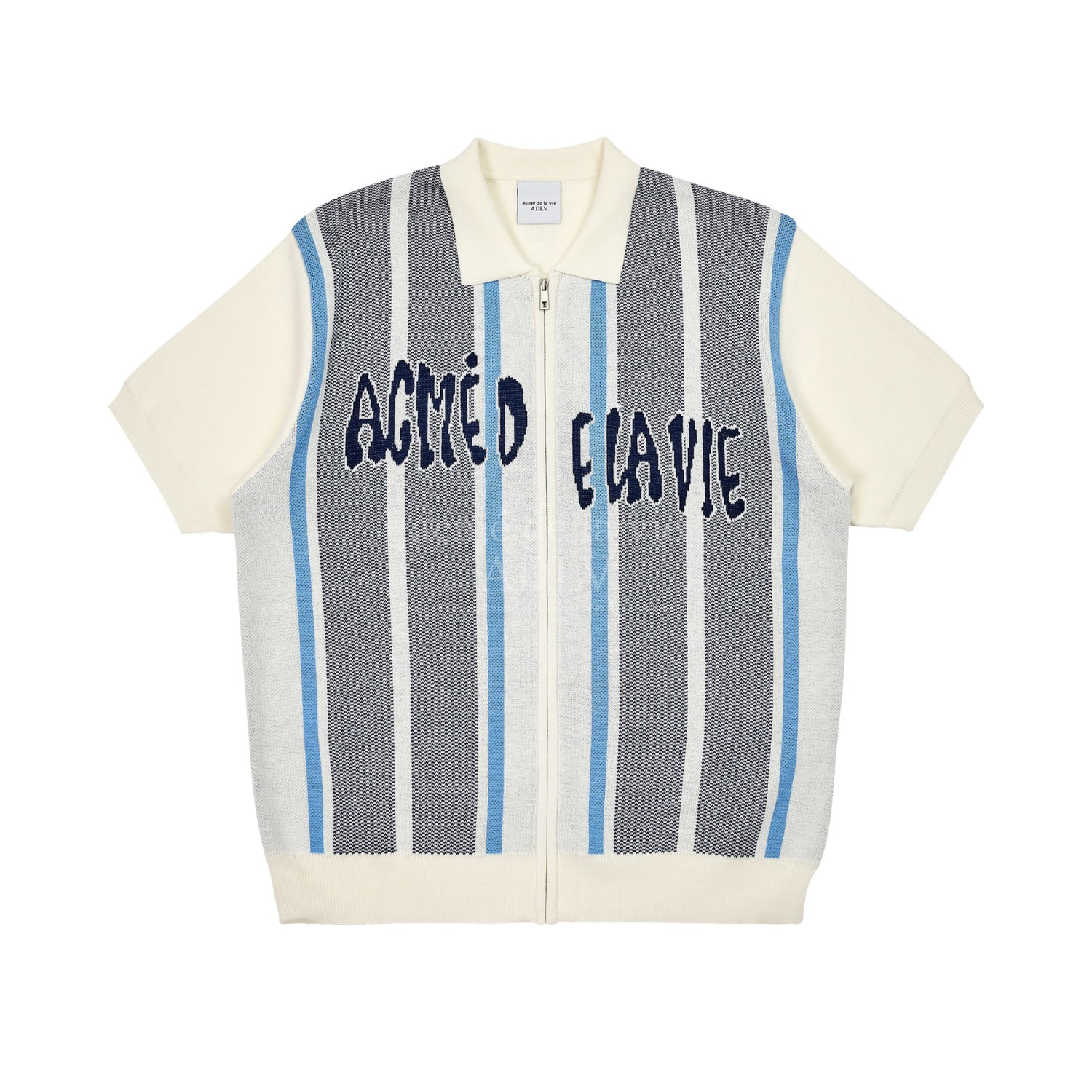 ADLV-[아크메드라비] STRIPE FRONT ZIP UP KNIT IVORY