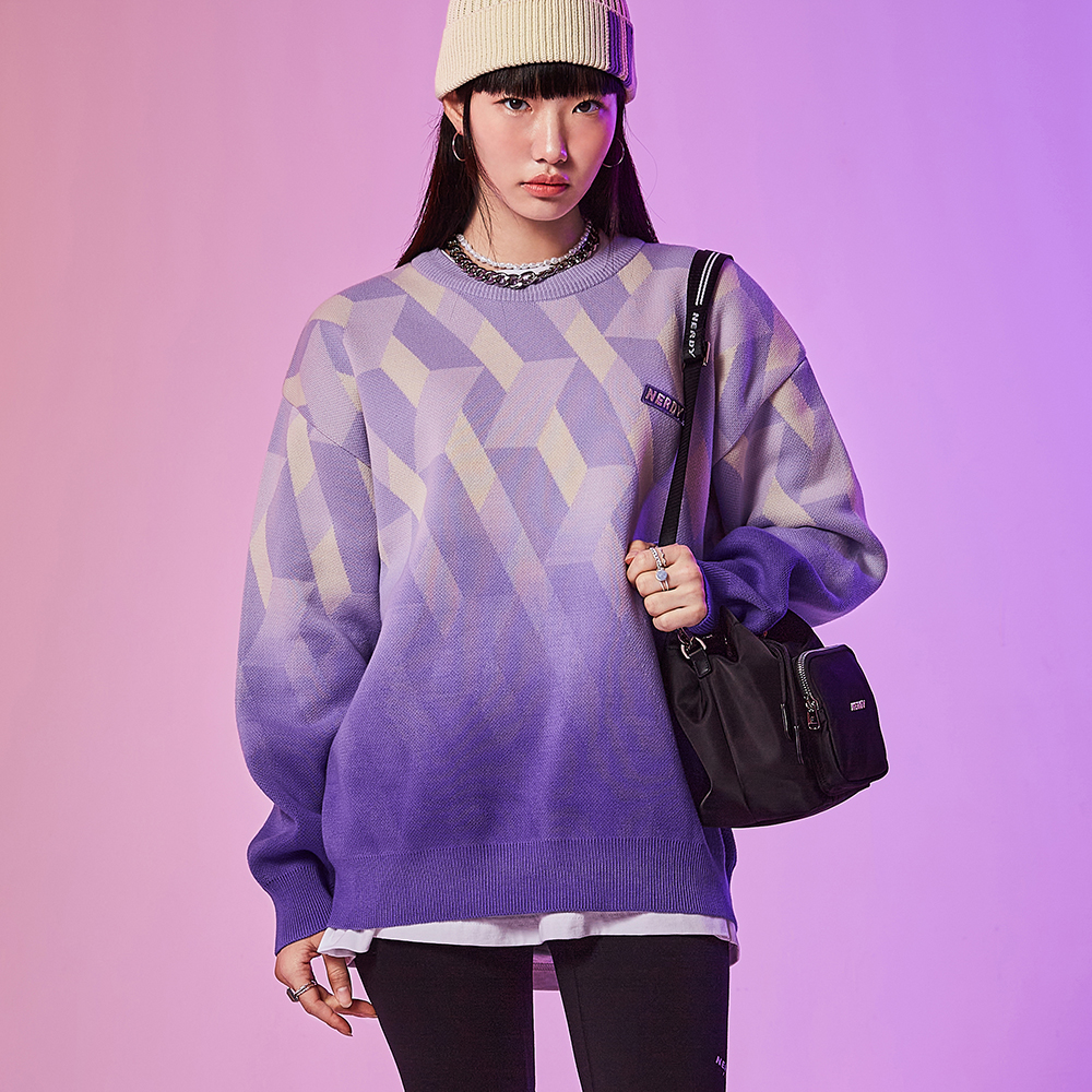 韓國 NERDY - DNA Monogram Gradient Sweater (2color)