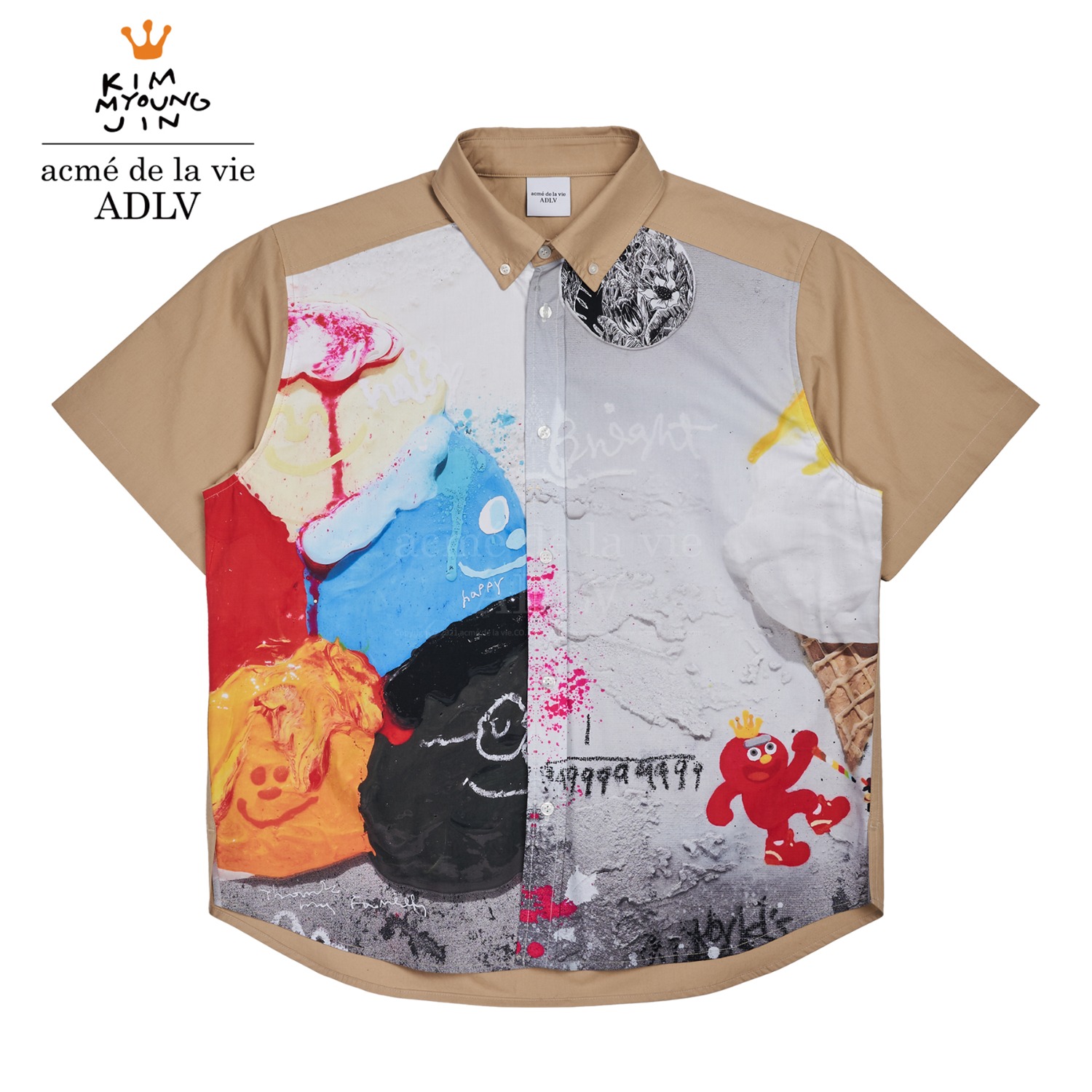 ADLV-Edgewalker x acme de la vie PRINTING SHORT SLEEVE SHIRTS BEIGE