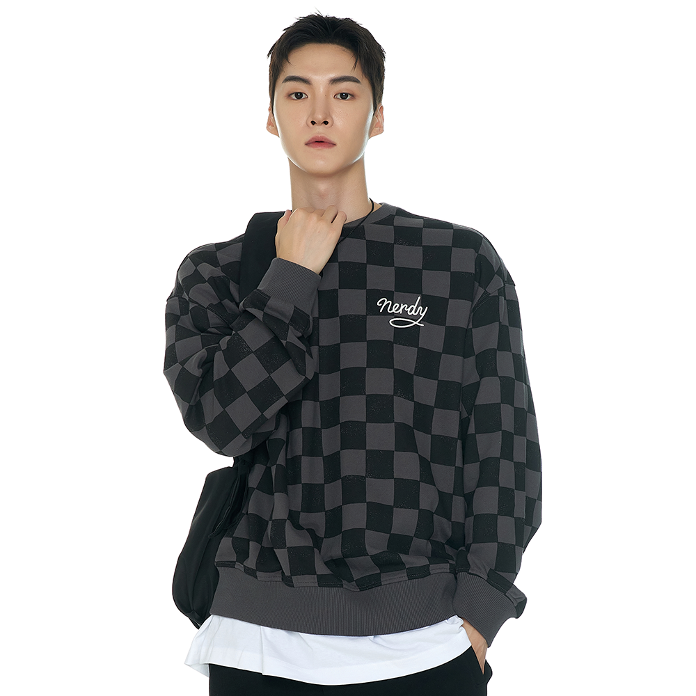 韓國 NERDY - Checkerboard Sweatshirt (2color)