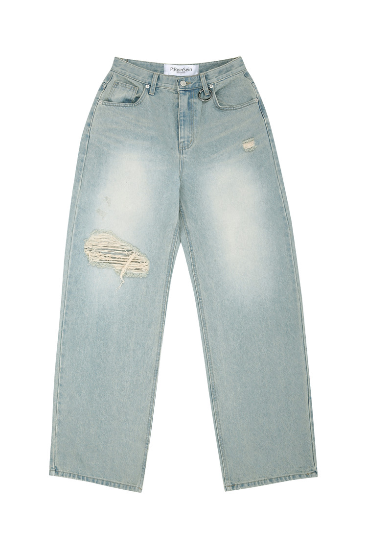 韓國REINSEIN - Yellow Tint Washing Denim Pants
