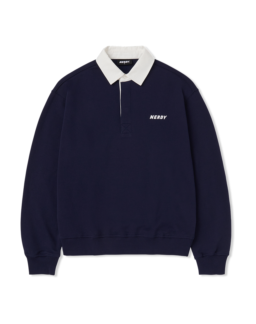 韓國 NERDY - Rugby Sweatshirt Navy