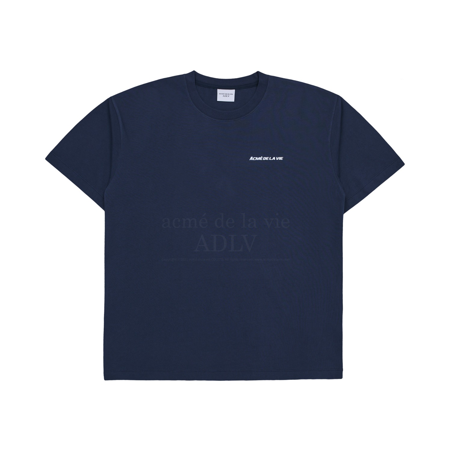 ADLV-[아크메드라비] SPORTY EMBOSS PRINTING SHORT SLEEVE T-SHIRT NAVY