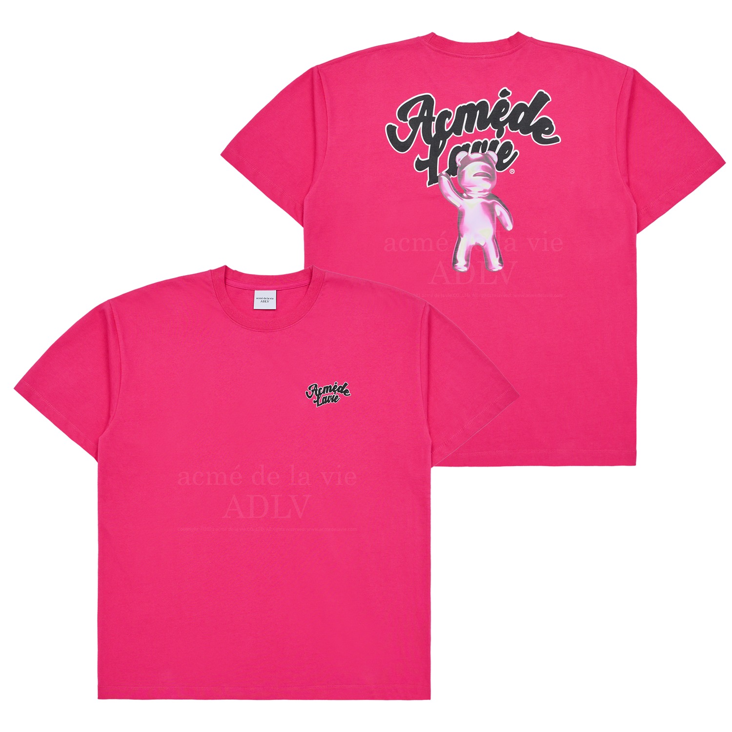 ADLV-[아크메드라비] HOLOGRAM BEAR SHORT SLEEVE T-SHIRT PINK