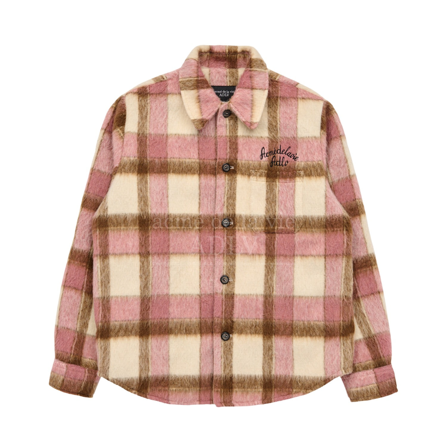 ADLV-[아크메드라비] CHECK WOOL OVERSIZE SHIRT PINK