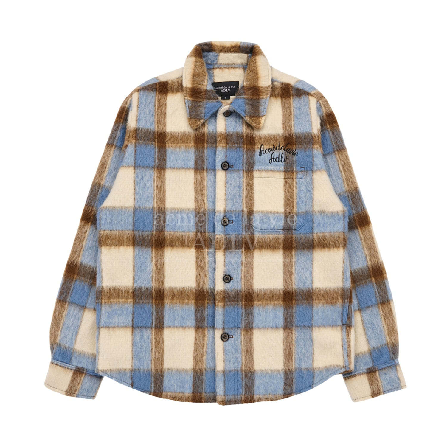 ADLV-[아크메드라비] CHECK WOOL OVERSIZE SHIRT SKY BLUE