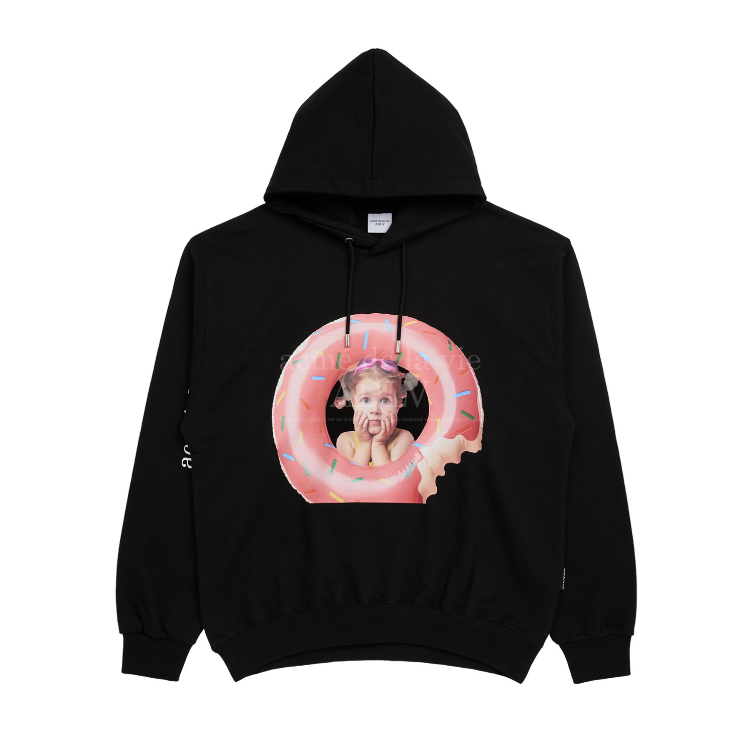 ADLV-[해외전용 상품] BABY FACE DONUTS TUBE GIRL HOODIE BLACK