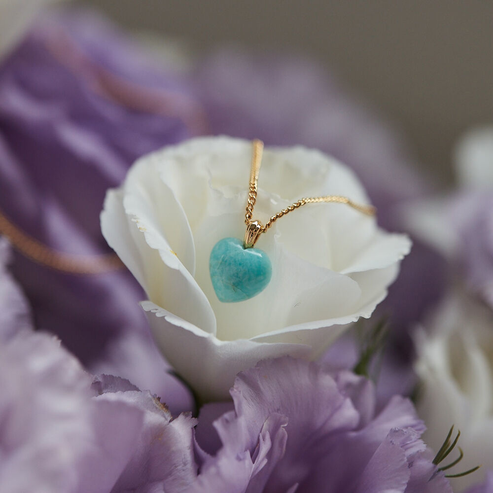 韓國VINTAGE HOLLYWOOD - Gemstone Heart Necklace (Blue/Light Blue)