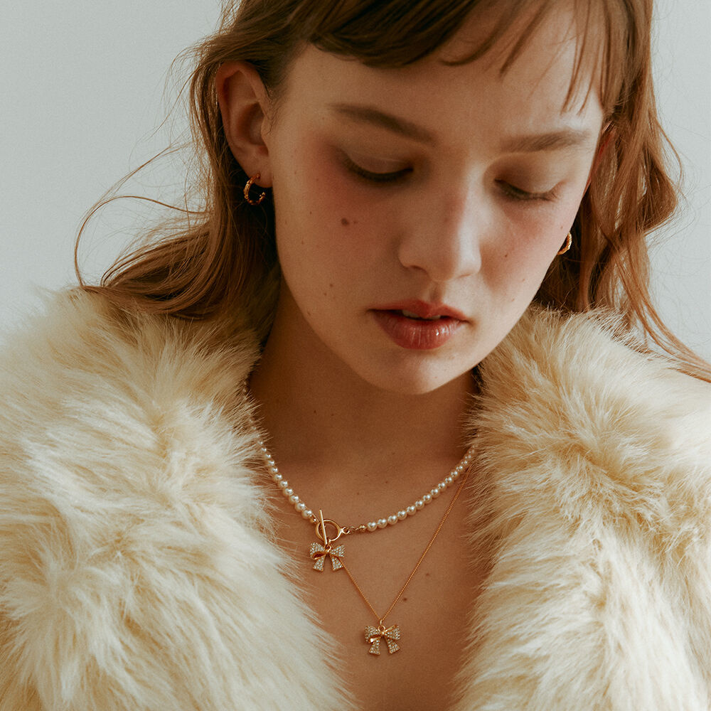 韓國VINTAGE HOLLYWOOD - Twinkle Ribbon Necklace (2color)