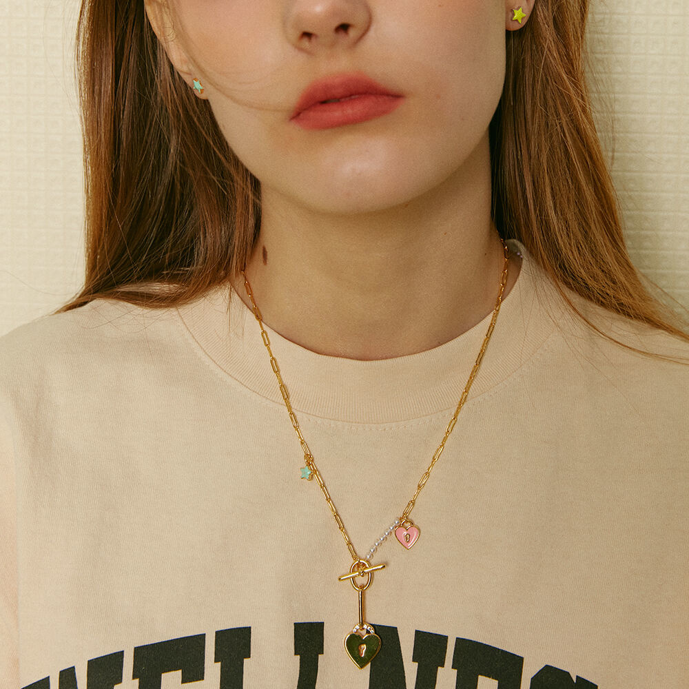 韓國VINTAGE HOLLYWOOD - Swing Heart Charm Necklace| Mimi 同款